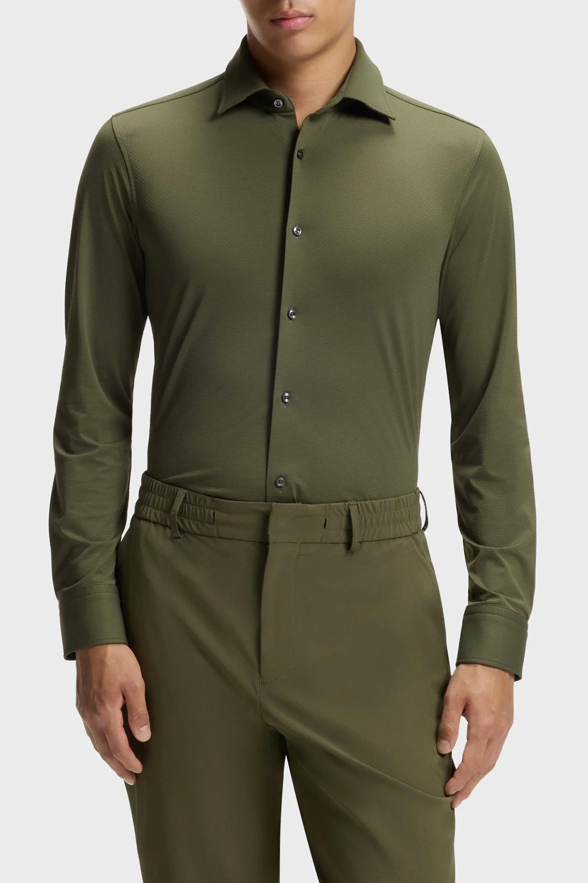 Boss Slim Fit Klasik Yaka Uzun Kollu Erkek Gömlek 50567206 347 Haki - 1