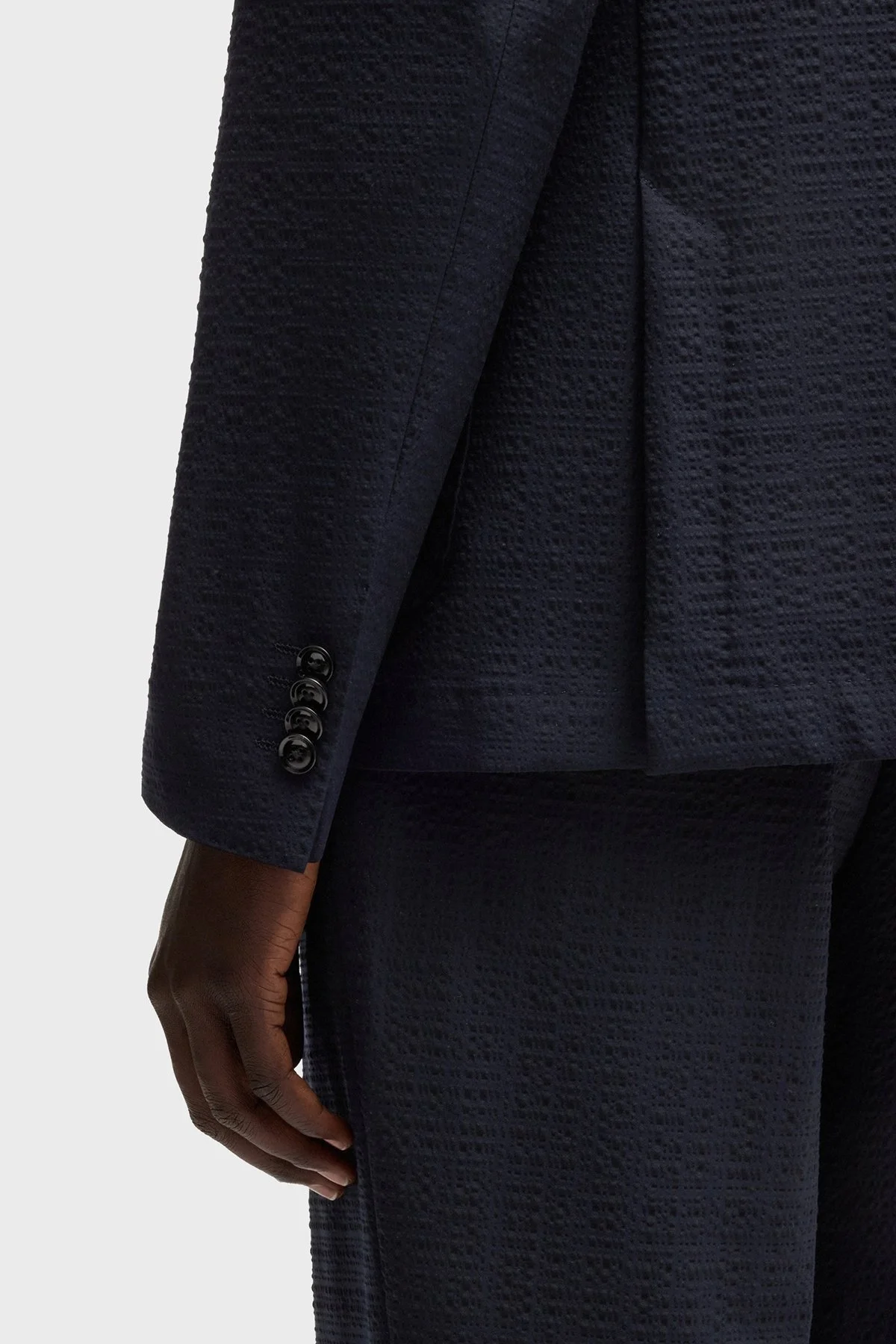 Boss Slim Fit Mono Yaka Dokulu Blazer Erkek Ceket 50540784 404 LACİVERT - 4