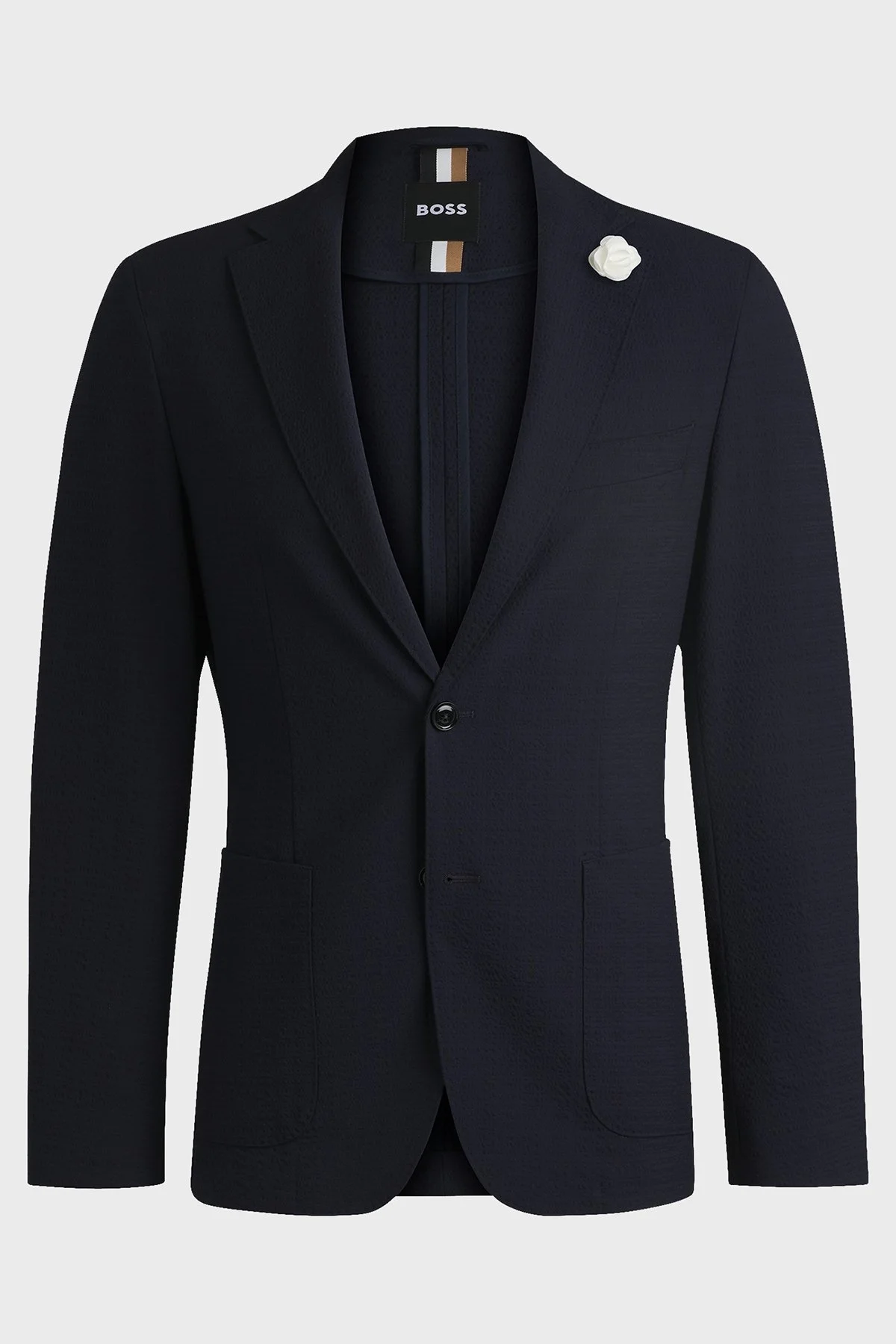 Boss Slim Fit Mono Yaka Dokulu Blazer Erkek Ceket 50540784 404 LACİVERT - 5