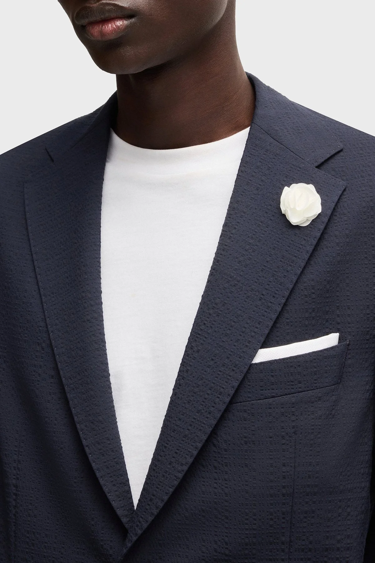 Boss Slim Fit Mono Yaka Dokulu Blazer Erkek Ceket 50540784 404 LACİVERT - 2