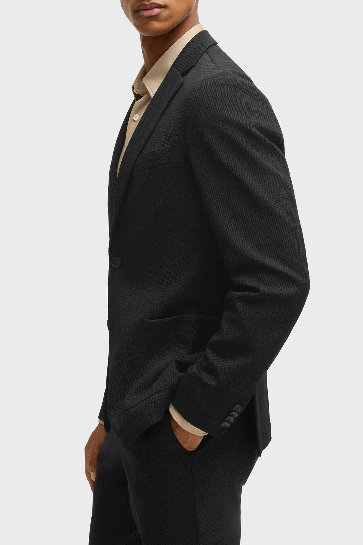 Boss Slim Fit Mono Yaka Klasik Erkek Ceket 50535083 001 SİYAH - 4