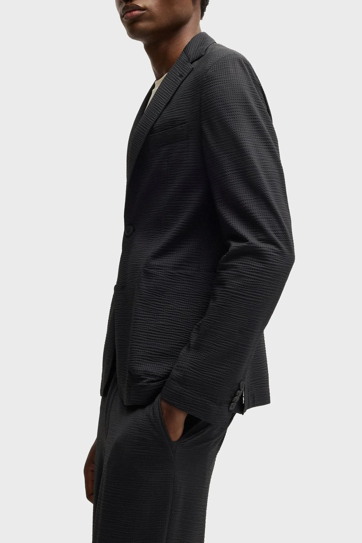 Boss Slim Fit Mono Yaka Klasik Erkek Ceket 50540703 001 SİYAH - 5