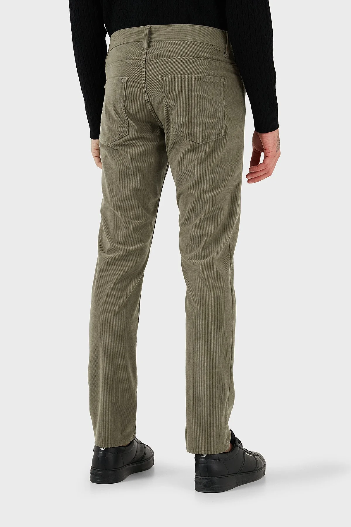 Boss Slim Fit Normal Bel Dar Paça Erkek Kadife Pantolon 50549468 245 HAKİ - 3