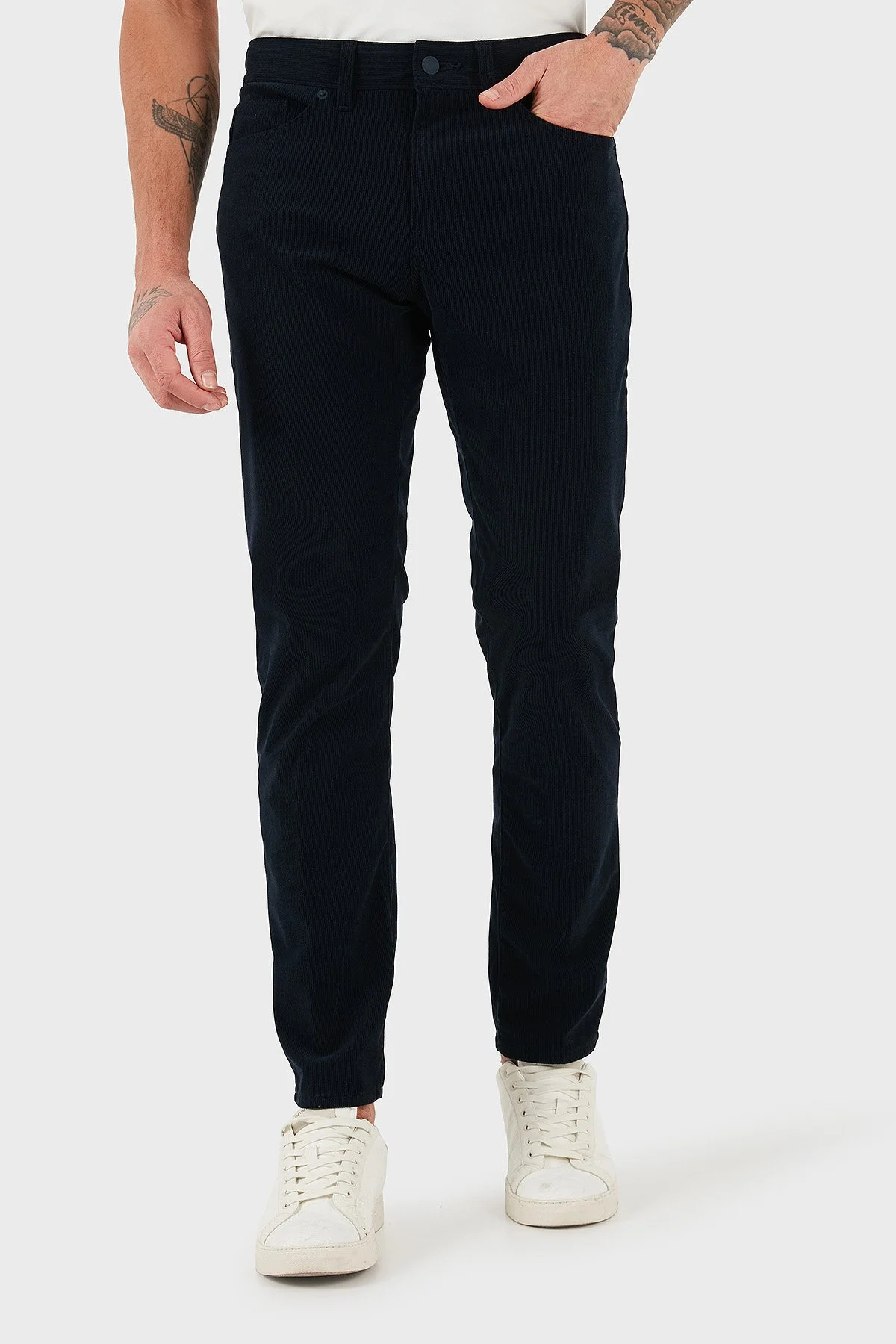 Boss Slim Fit Normal Bel Dar Paça Kadife Erkek Pantolon 50549468 404 LACİVERT - 1