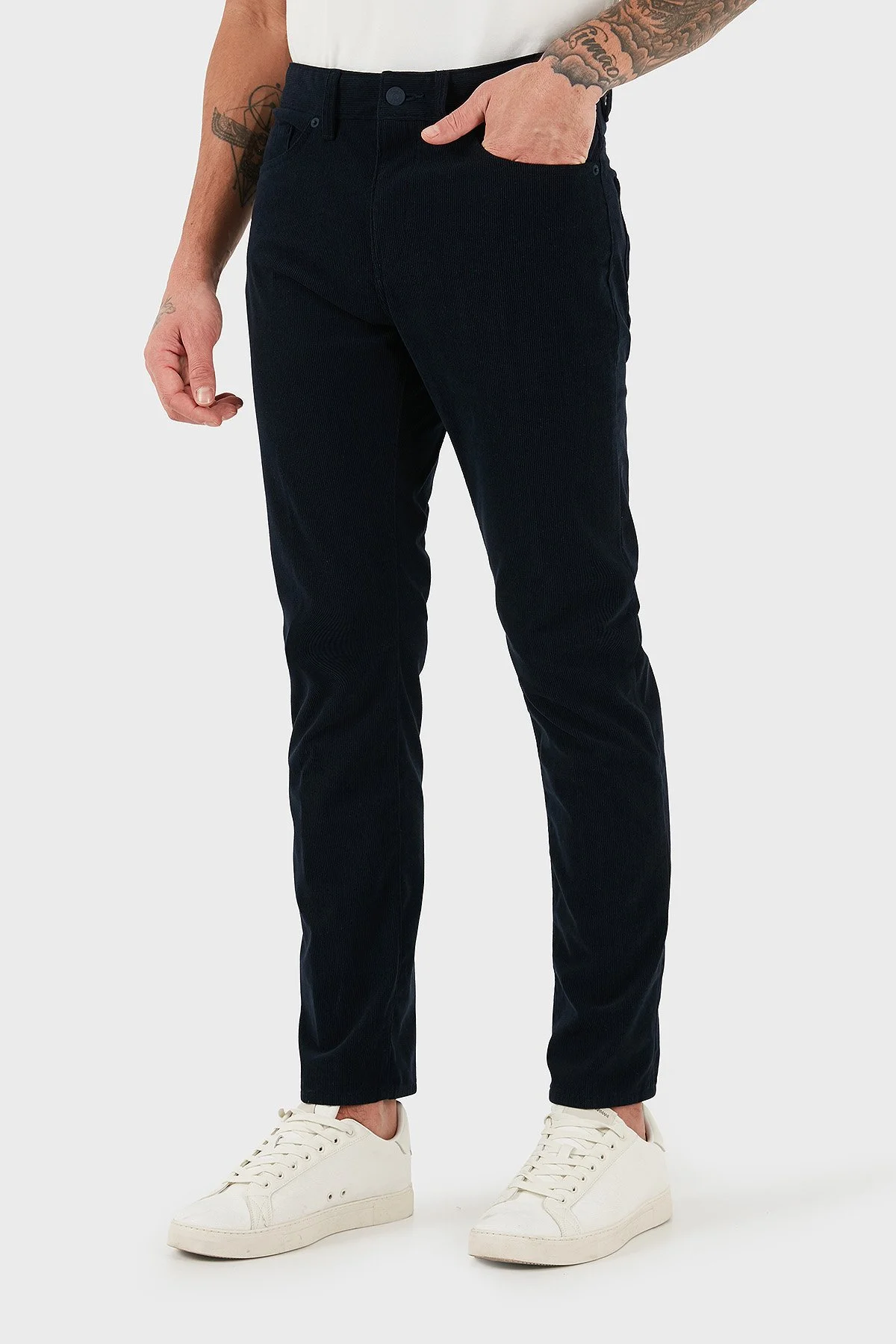 Boss Slim Fit Normal Bel Dar Paça Kadife Erkek Pantolon 50549468 404 LACİVERT - 4