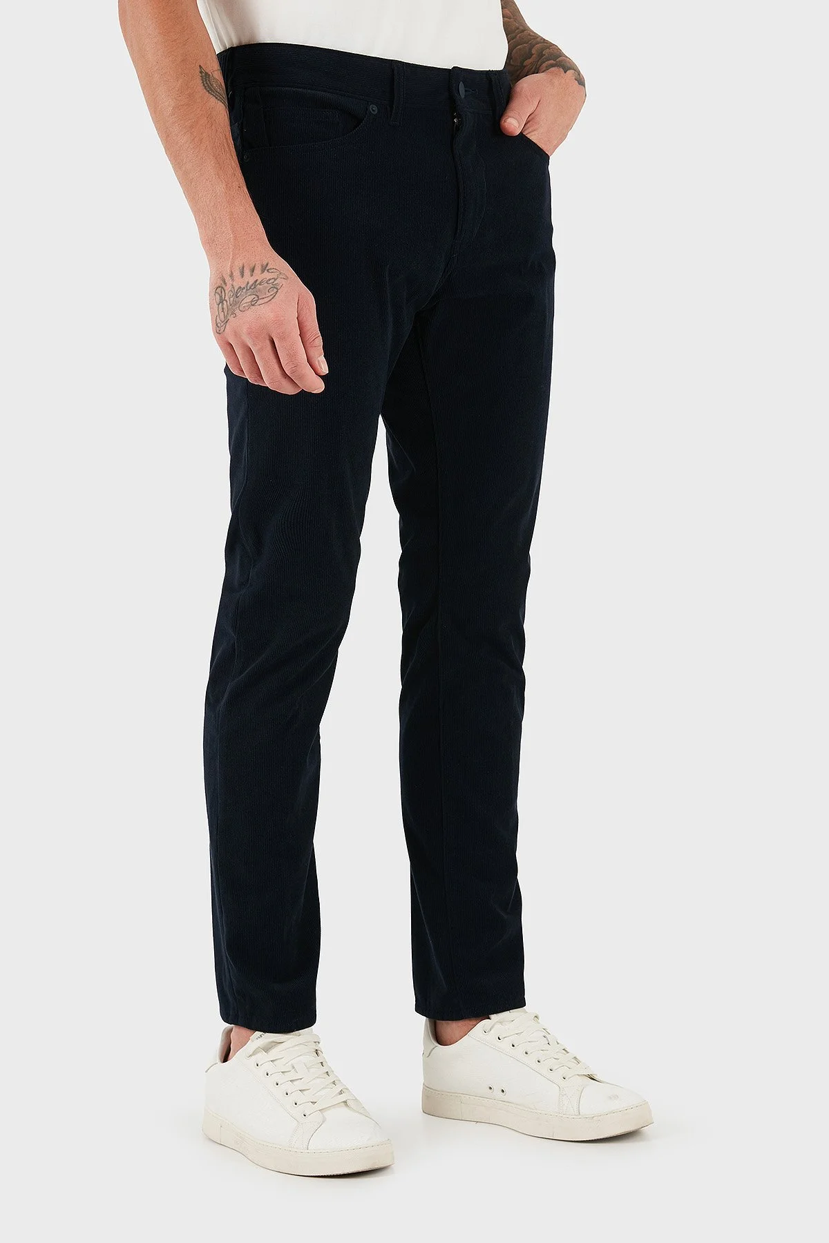 Boss Slim Fit Normal Bel Dar Paça Kadife Erkek Pantolon 50549468 404 LACİVERT - 5