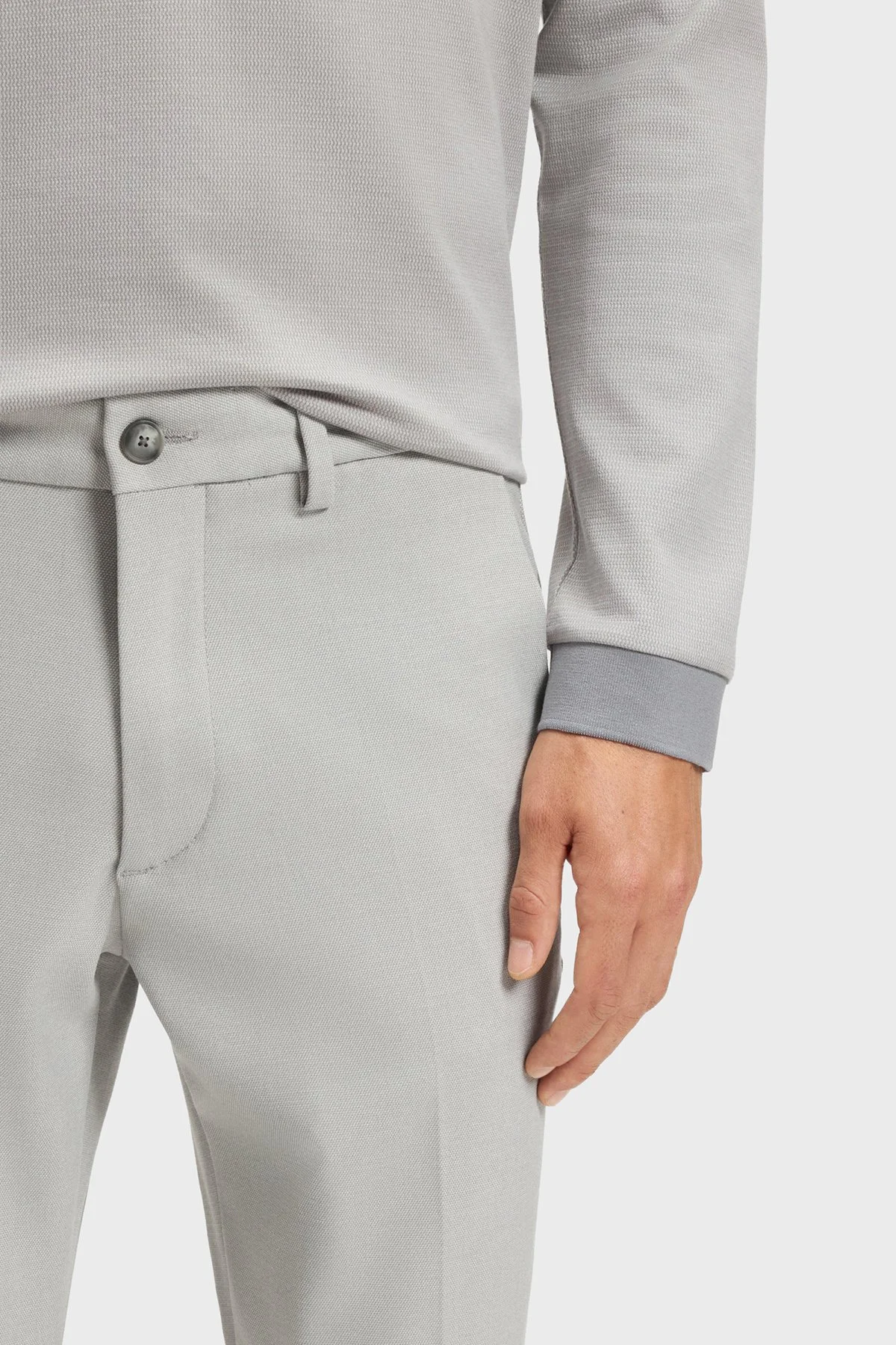 Boss Slim Fit Normal Bel Daralan Paça Kumaş Erkek Pantolon 50549473 047 AÇIK GRİ - 4