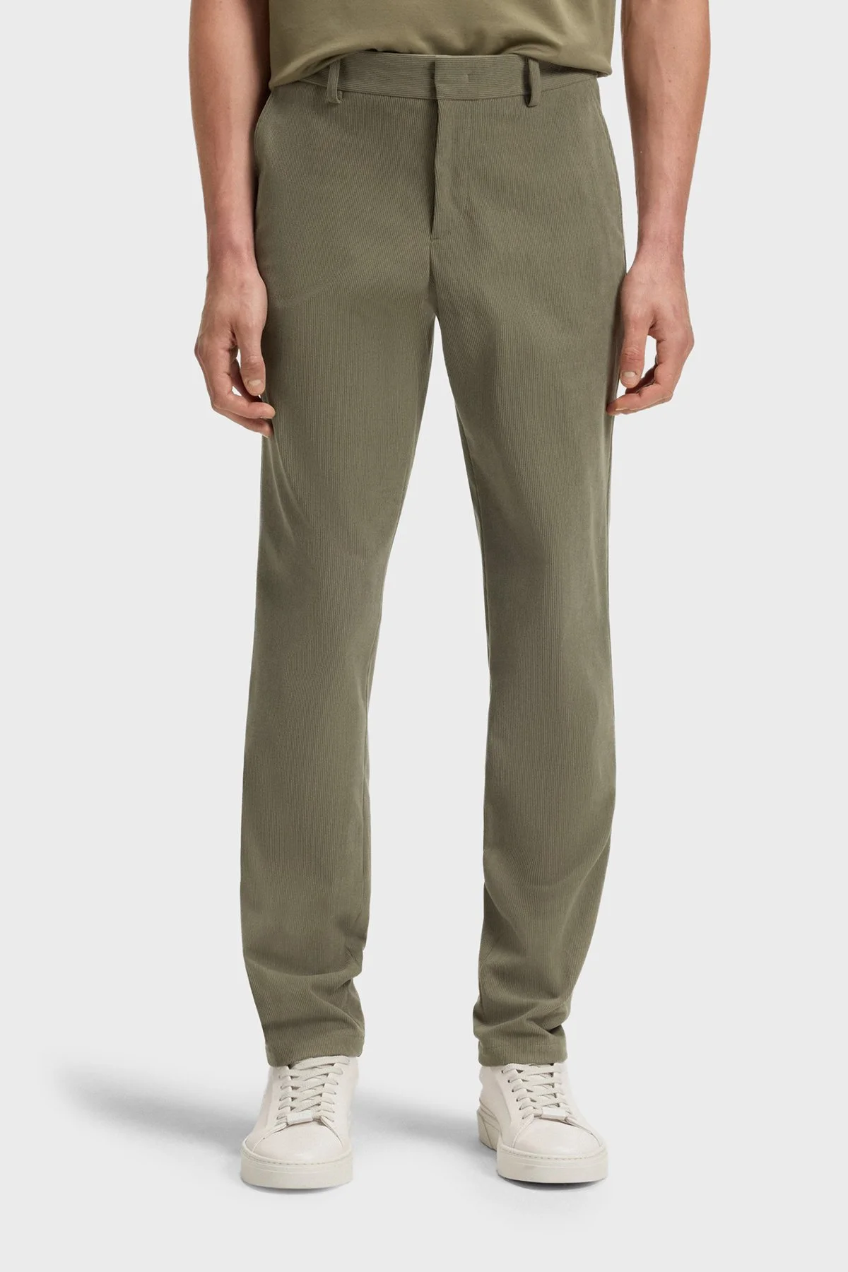 Boss Slim Fit Normal Bel Düz Paça Kadife Erkek Pantolon 50551683 245 HAKİ - 1