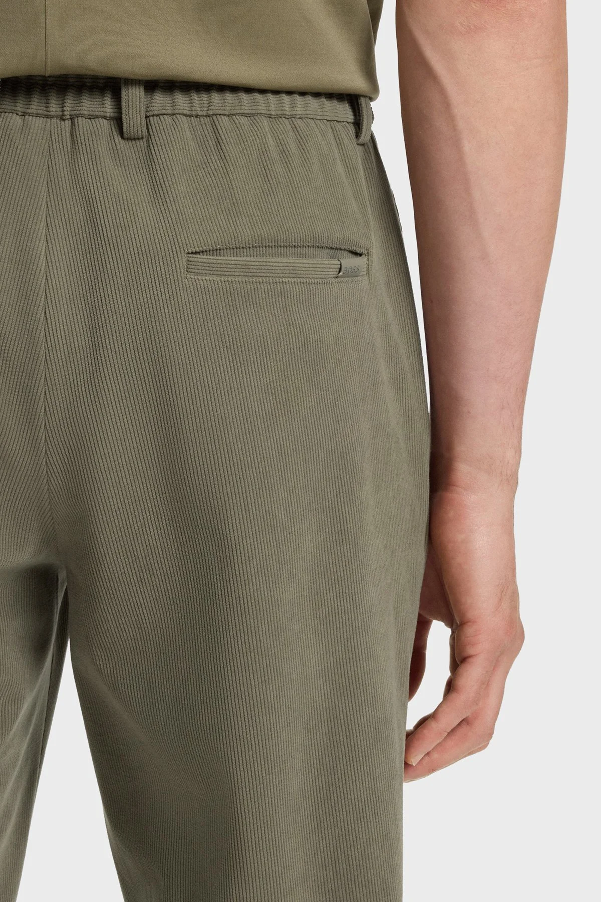 Boss Slim Fit Normal Bel Düz Paça Kadife Erkek Pantolon 50551683 245 HAKİ - 4