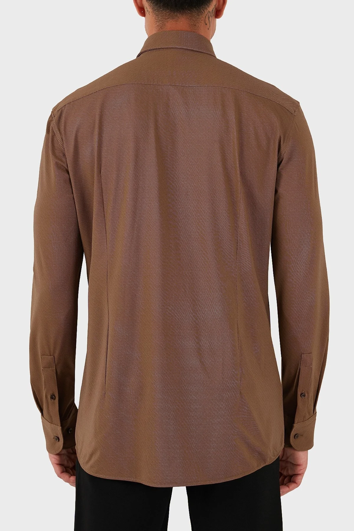 Boss Slim Fit Streç Uzun Kollu Erkek Gömlek 50545428 217 KAHVE - 3