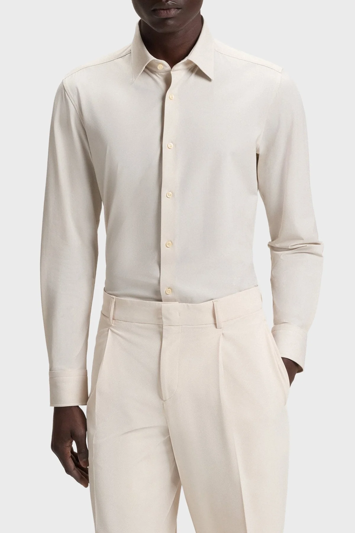 Boss Slim Fit Yaka Uzun Kollu Erkek Gömlek 50545428 131 EKRU - 1