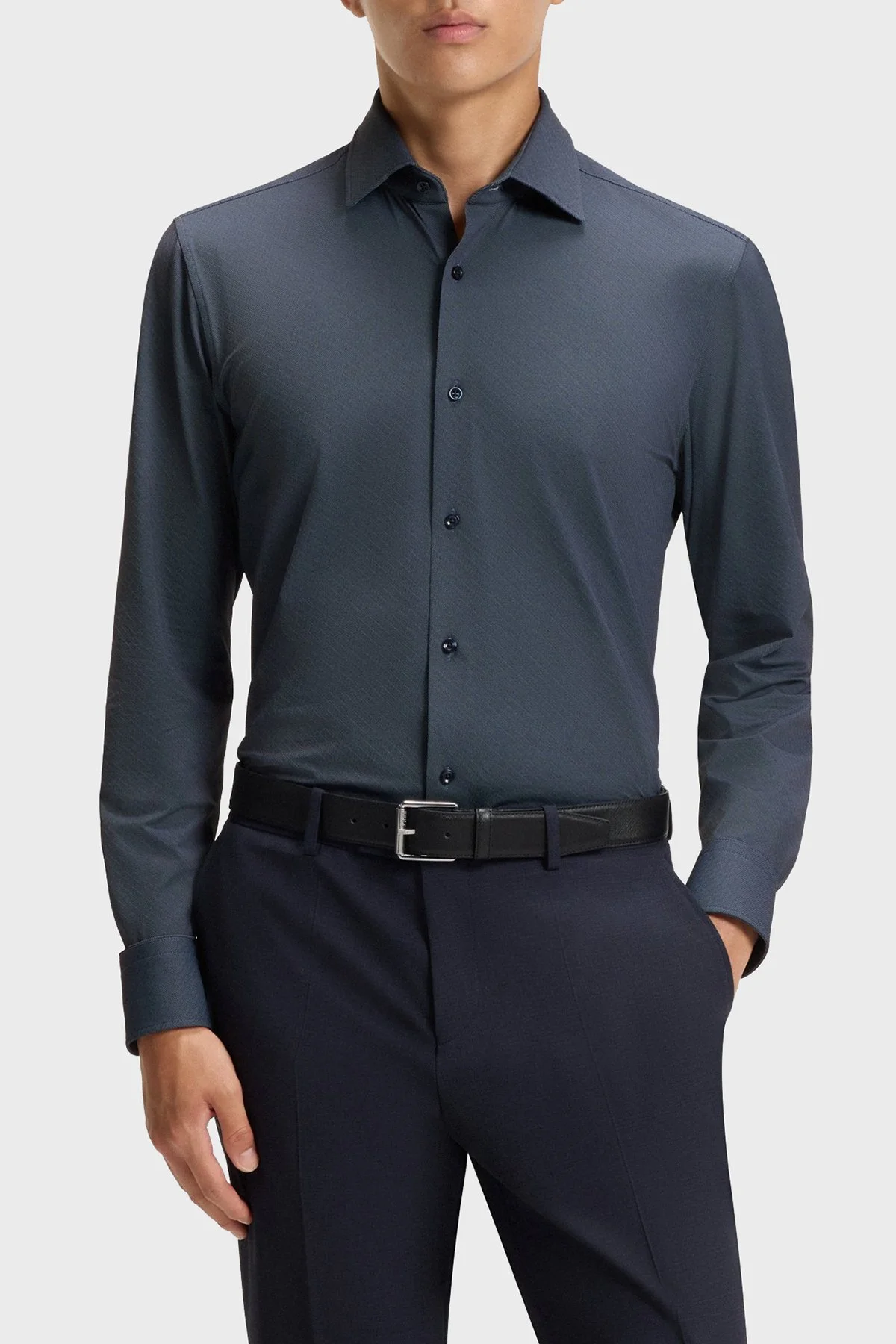 Boss Slim Fit Yaka Uzun Kollu Erkek Gömlek 50545428 404 LACİVERT - 1