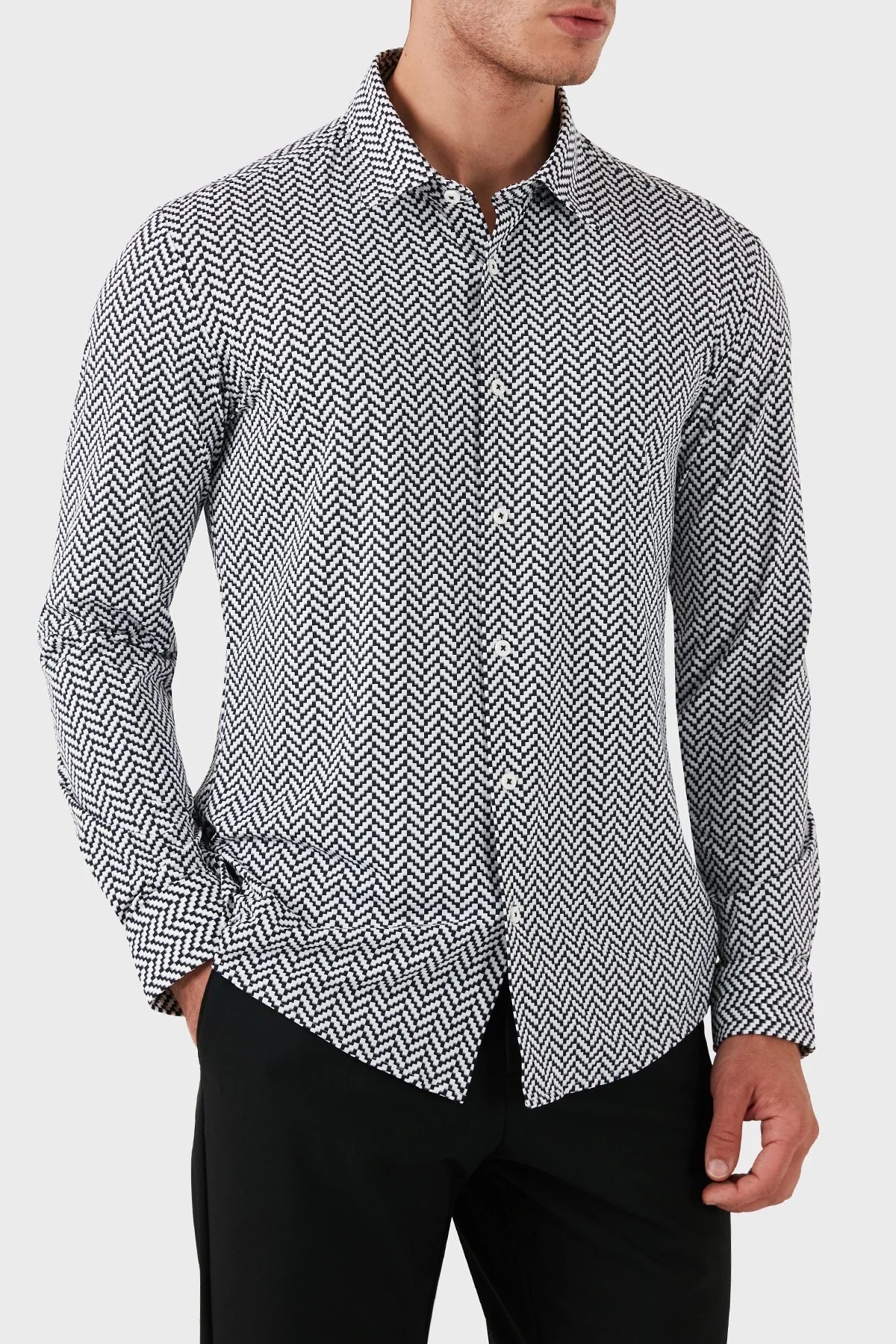 Boss Streç Desenli Regular Fit Erkek Gömlek 50522068 001 SİYAH - 7