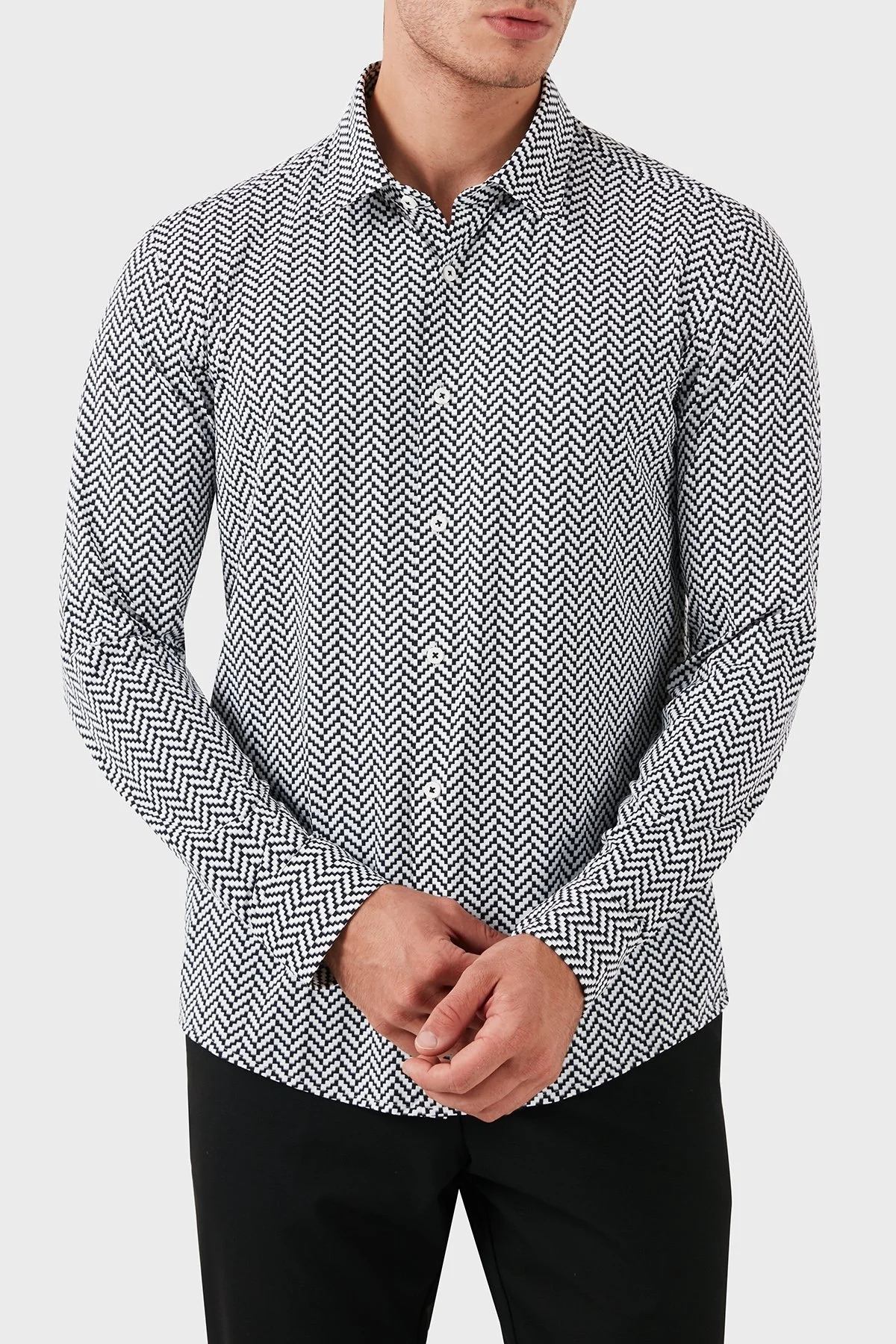 Boss Streç Desenli Regular Fit Erkek Gömlek 50522068 001 SİYAH - 8