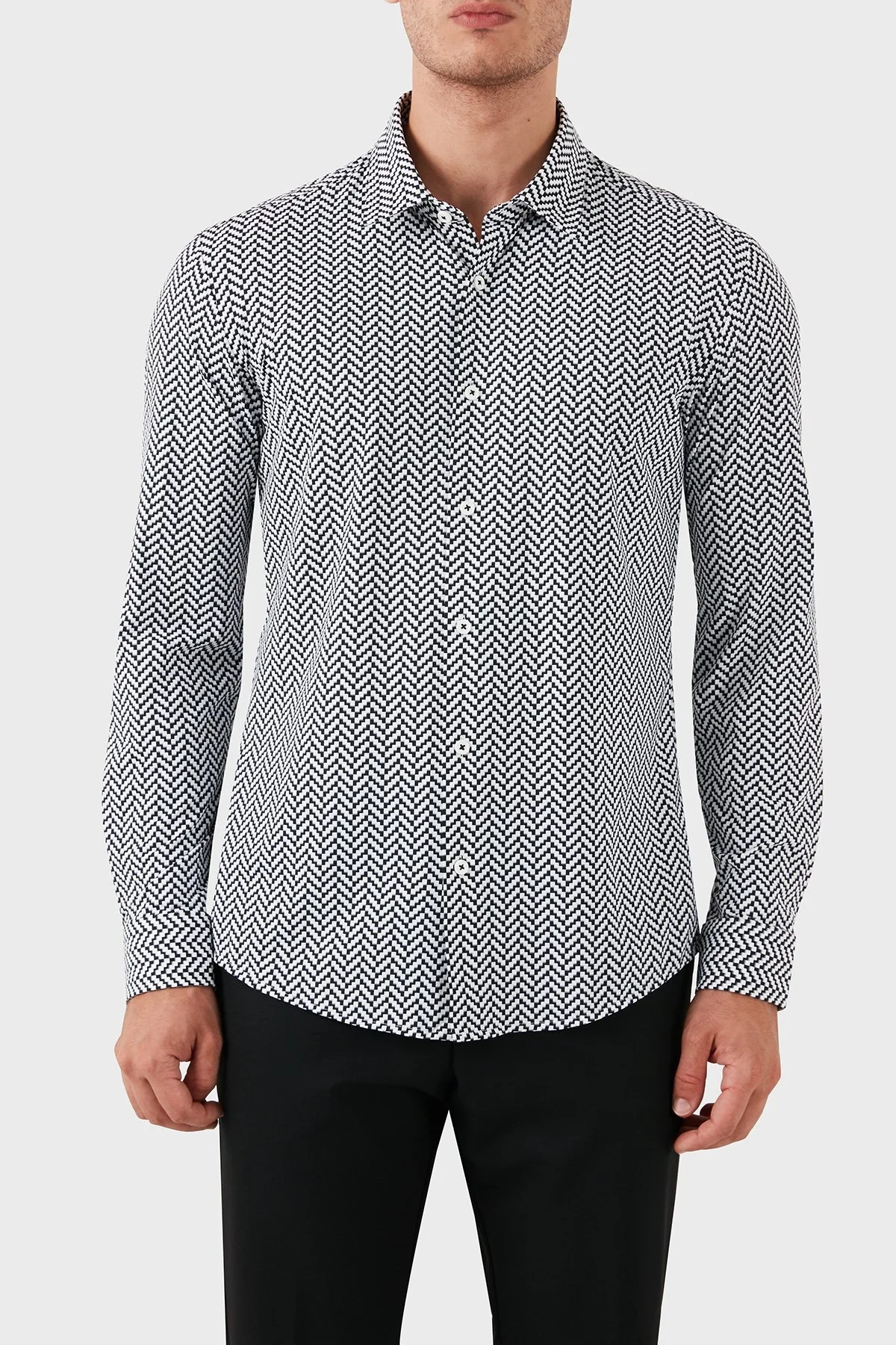 Boss Streç Desenli Regular Fit Erkek Gömlek 50522068 001 SİYAH - 11