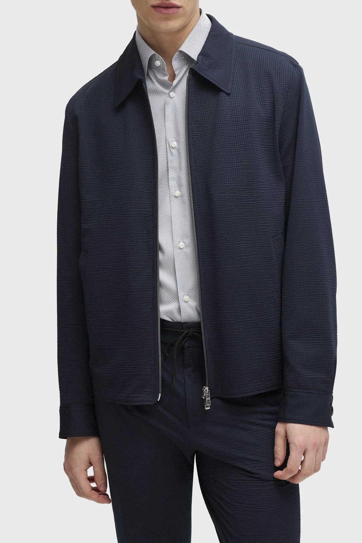 Boss Streç Gofre Kumaştan Slim Fit Erkek Ceket 50514607 404 LACİVERT - 7