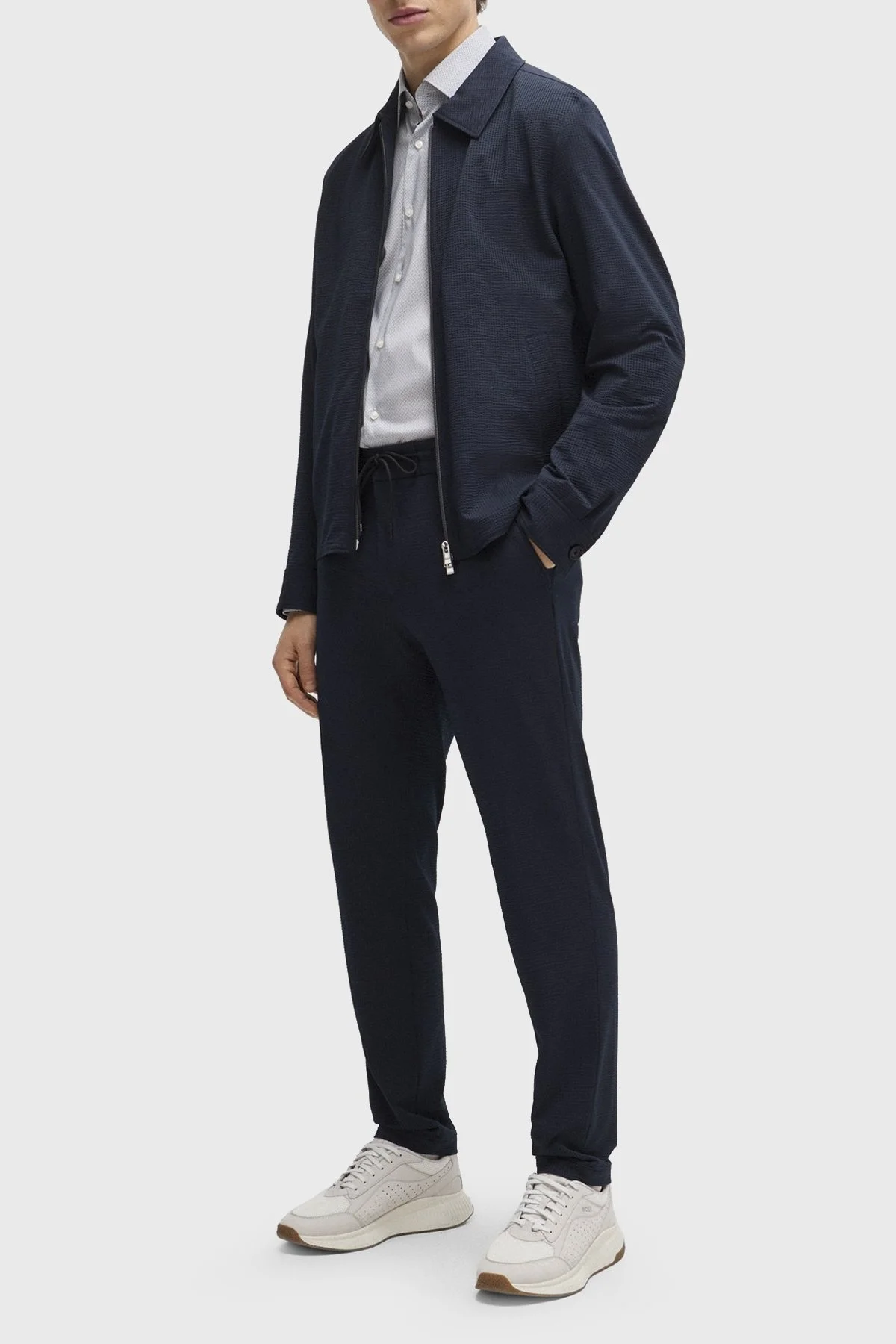 Boss Streç Gofre Kumaştan Slim Fit Erkek Ceket 50514607 404 LACİVERT - 9