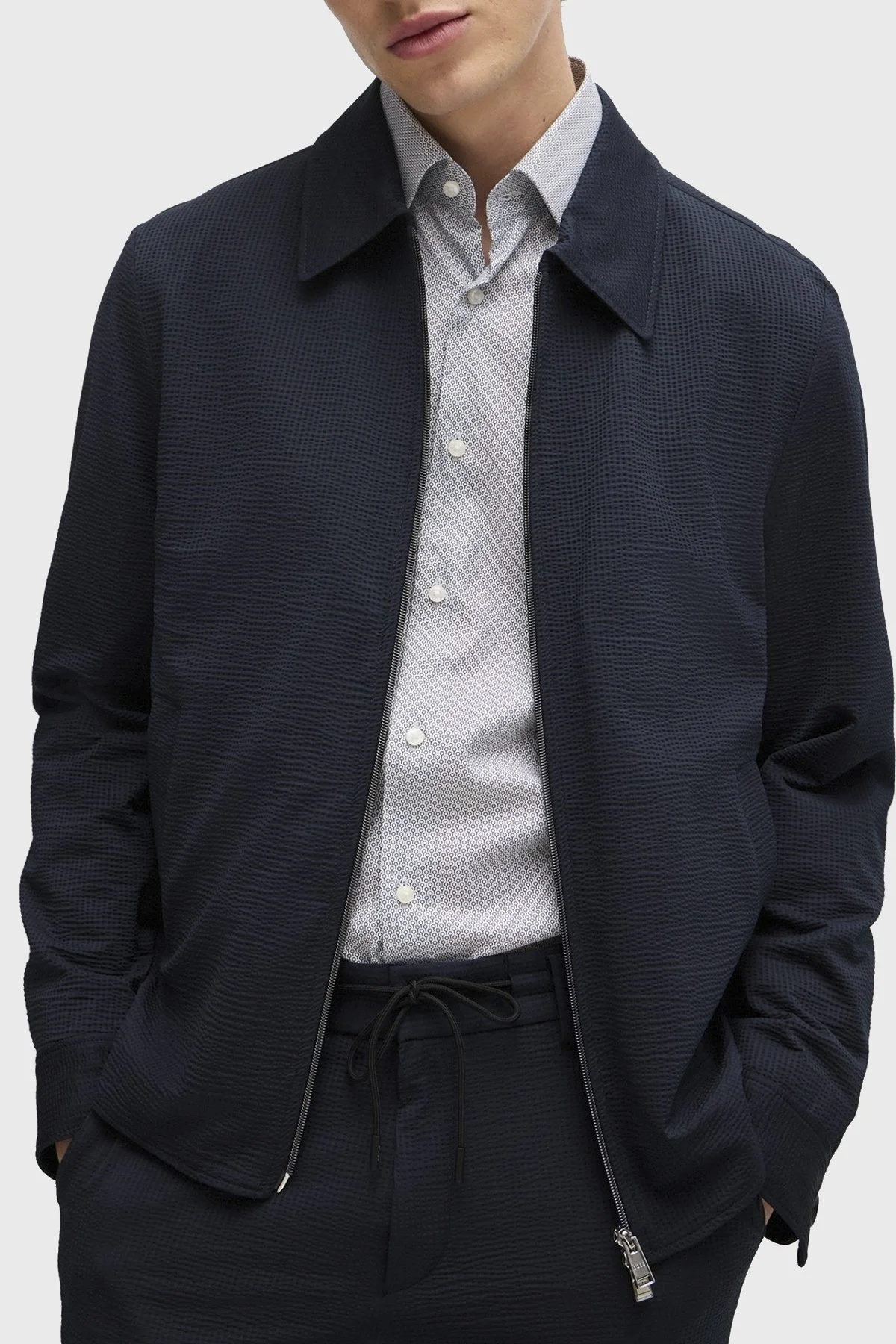 Boss Streç Gofre Kumaştan Slim Fit Erkek Ceket 50514607 404 LACİVERT - 11
