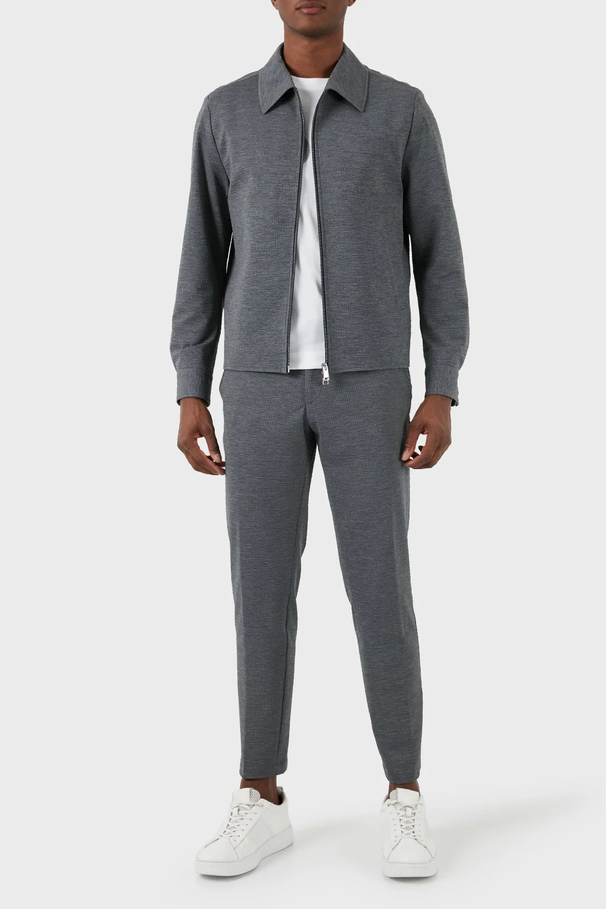 Boss Streç Gofre Kumaştan Slim Fit Erkek Pantolon 50514608 041 GRİ - 1