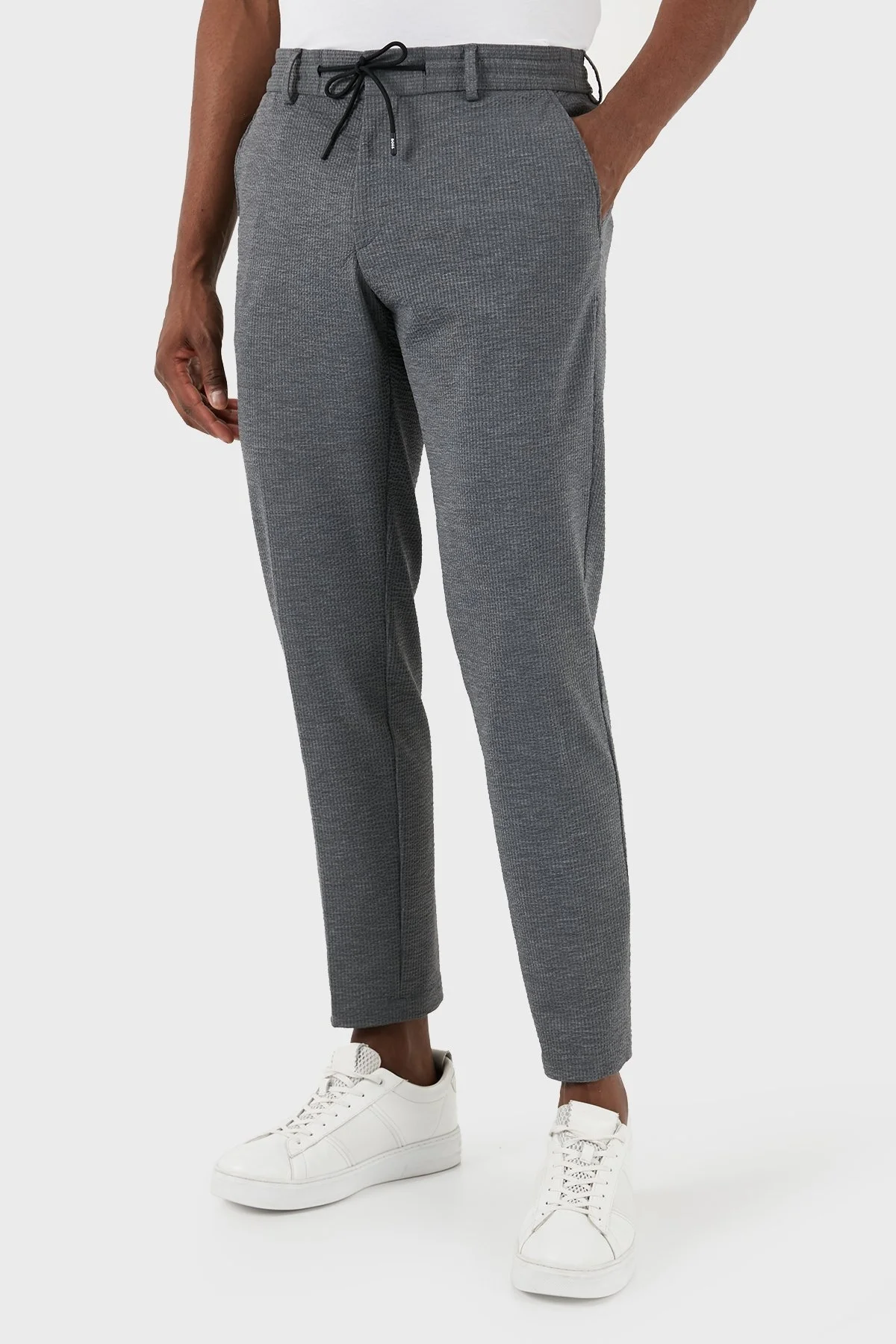 Boss Streç Gofre Kumaştan Slim Fit Erkek Pantolon 50514608 041 GRİ - 2