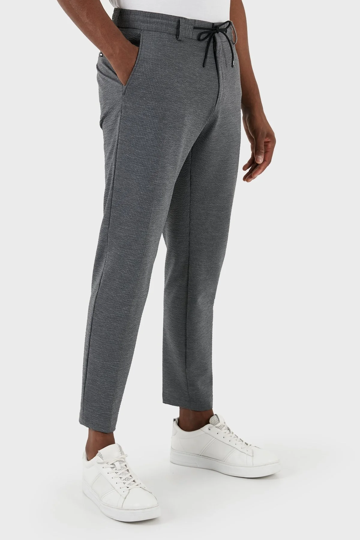 Boss Streç Gofre Kumaştan Slim Fit Erkek Pantolon 50514608 041 GRİ - 3