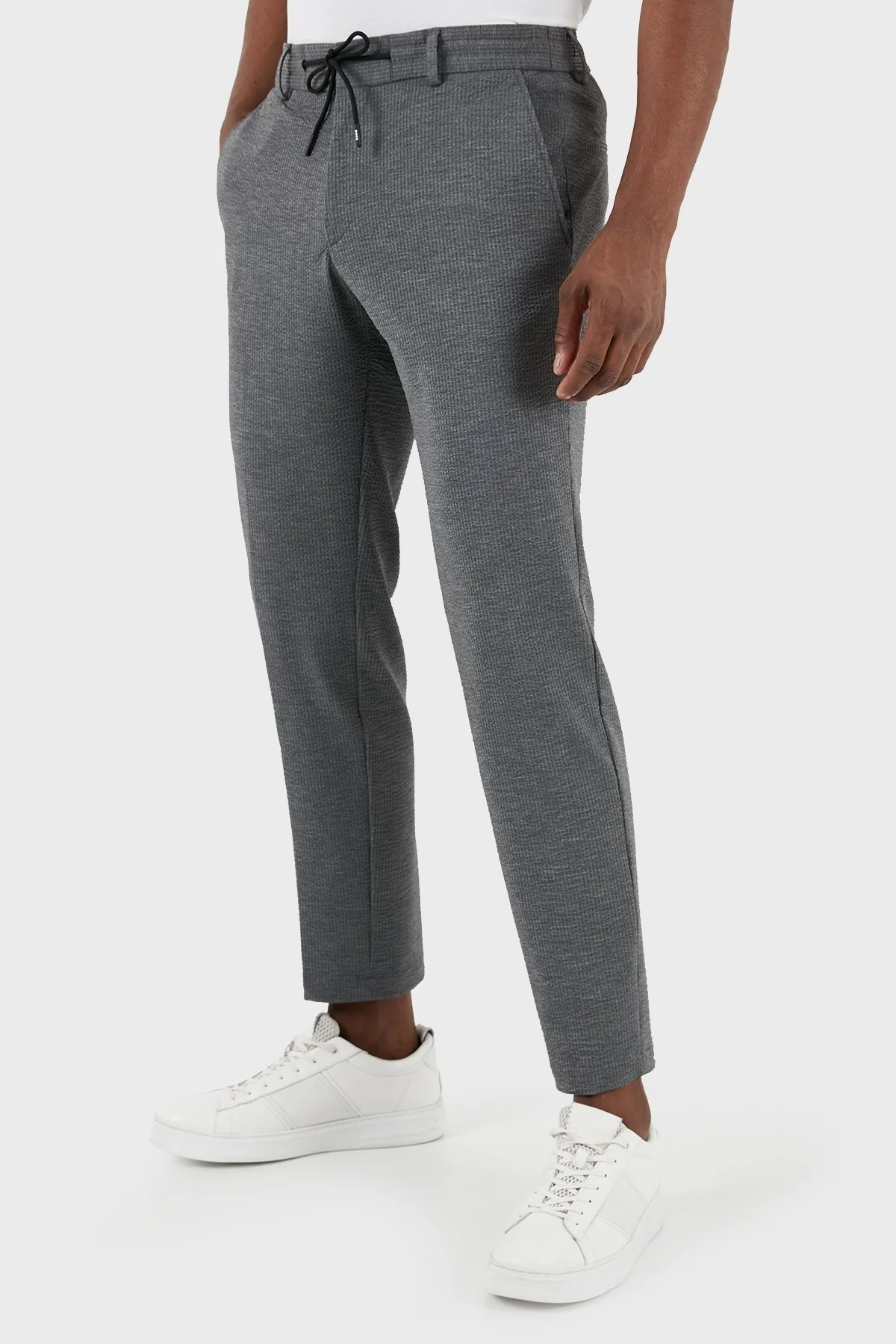 Boss Streç Gofre Kumaştan Slim Fit Erkek Pantolon 50514608 041 GRİ - 4