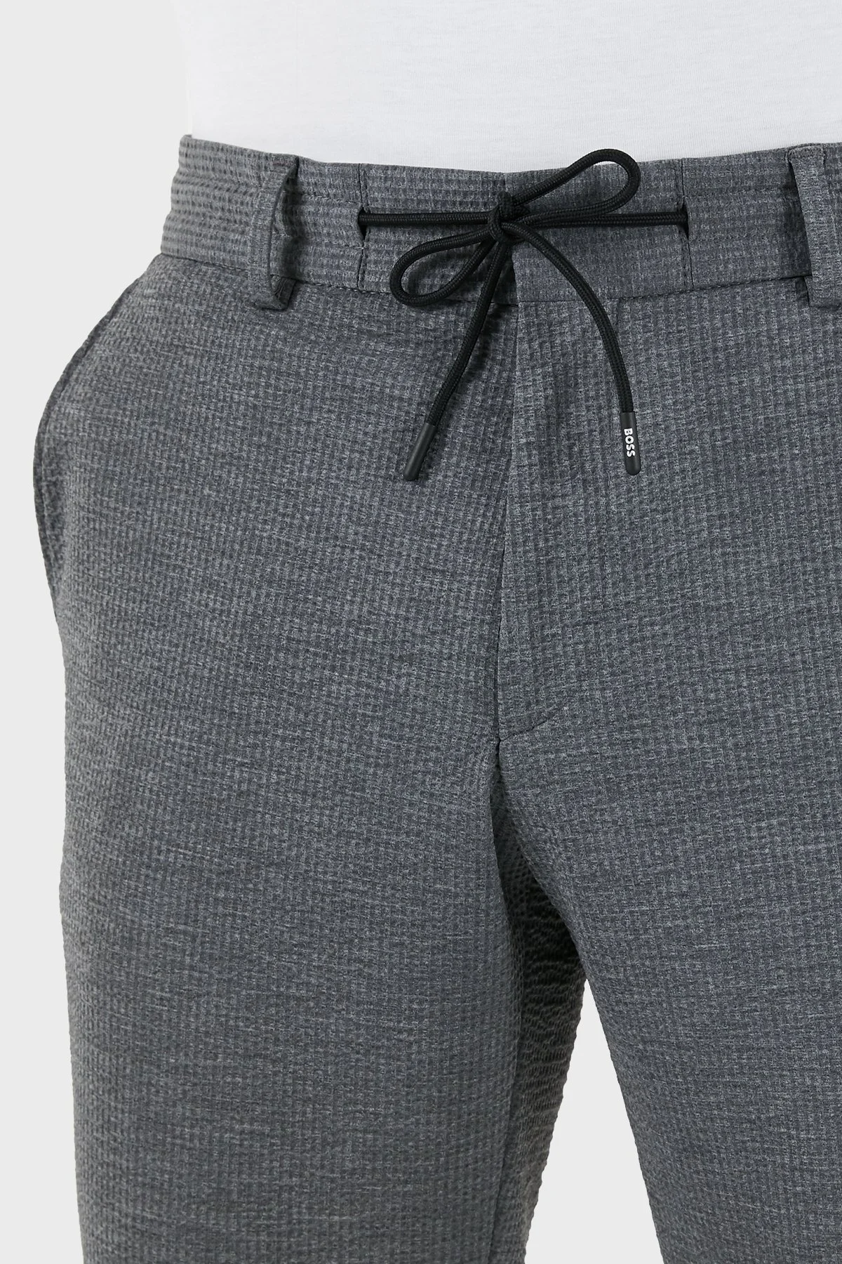 Boss Streç Gofre Kumaştan Slim Fit Erkek Pantolon 50514608 041 GRİ - 5