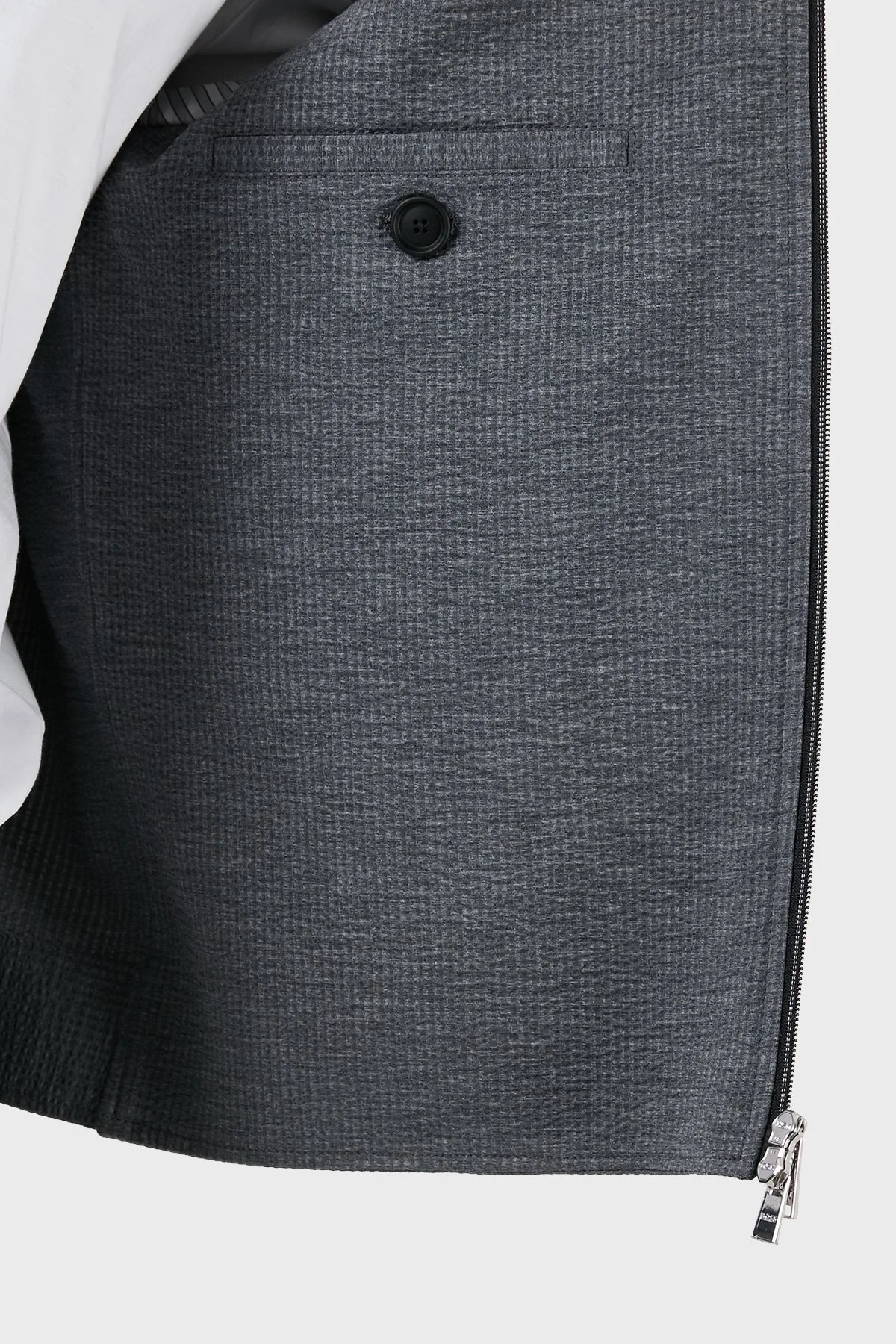 Boss Streç Gofre Slim Fit Fermuarlı Erkek Ceket 50514607 041 GRİ - 6