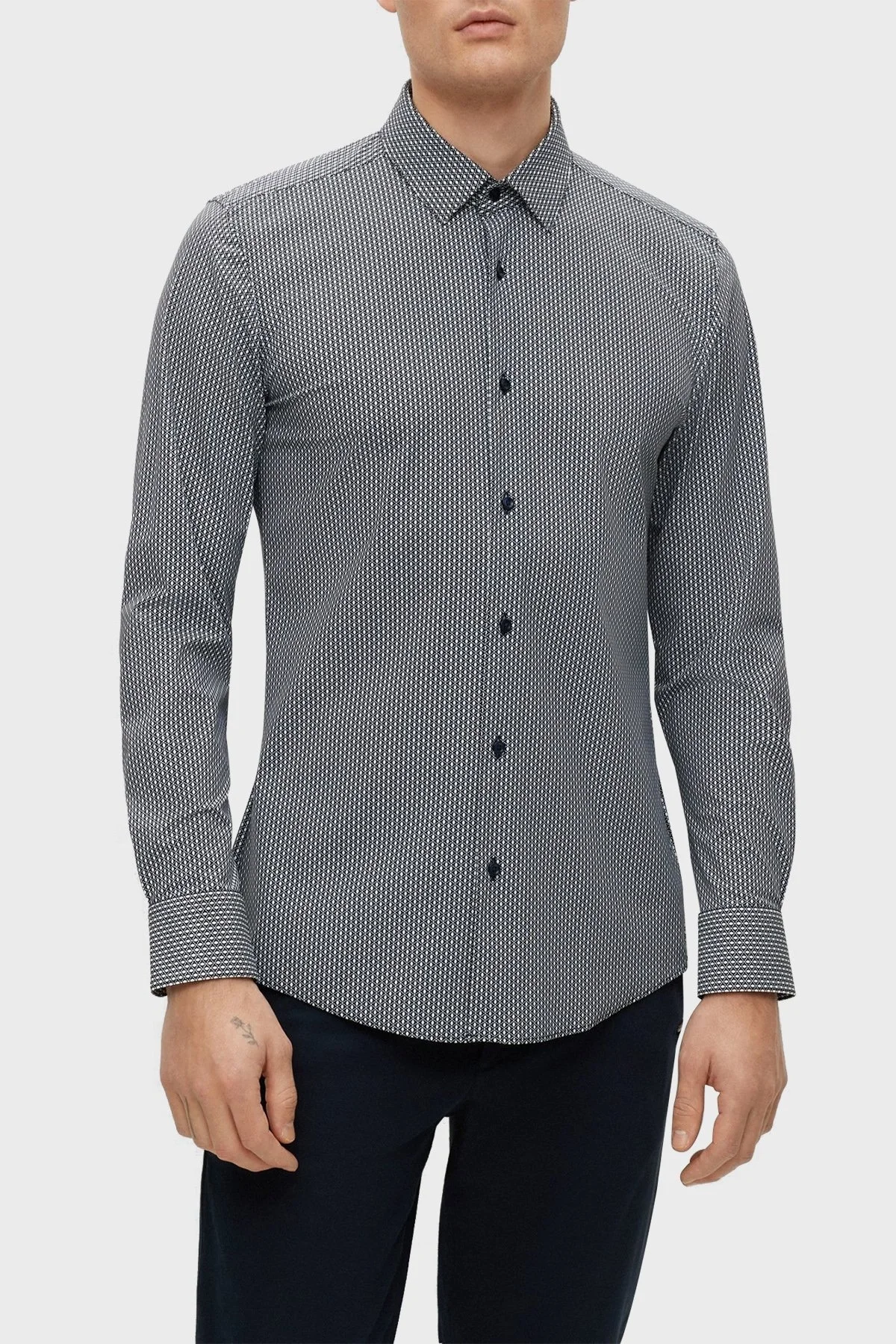 Boss Streç Jarse Slim Fit Erkek Gömlek 50490357 404 LACİVERT - 1