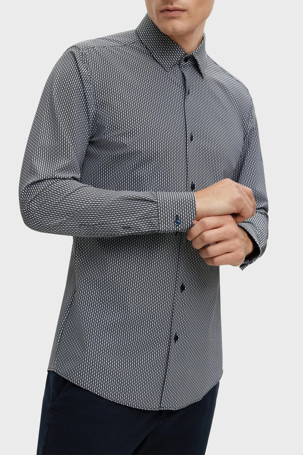 Boss Streç Jarse Slim Fit Erkek Gömlek 50490357 404 LACİVERT - 4