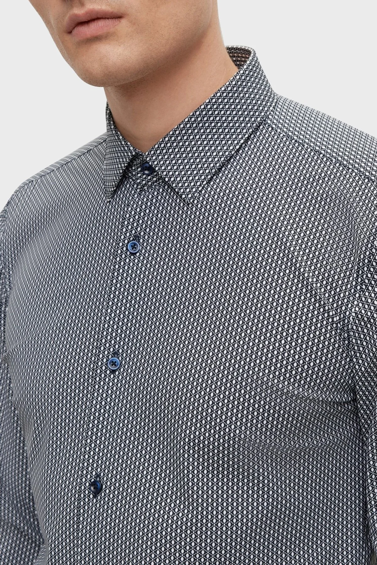 Boss Streç Jarse Slim Fit Erkek Gömlek 50490357 404 LACİVERT - 5