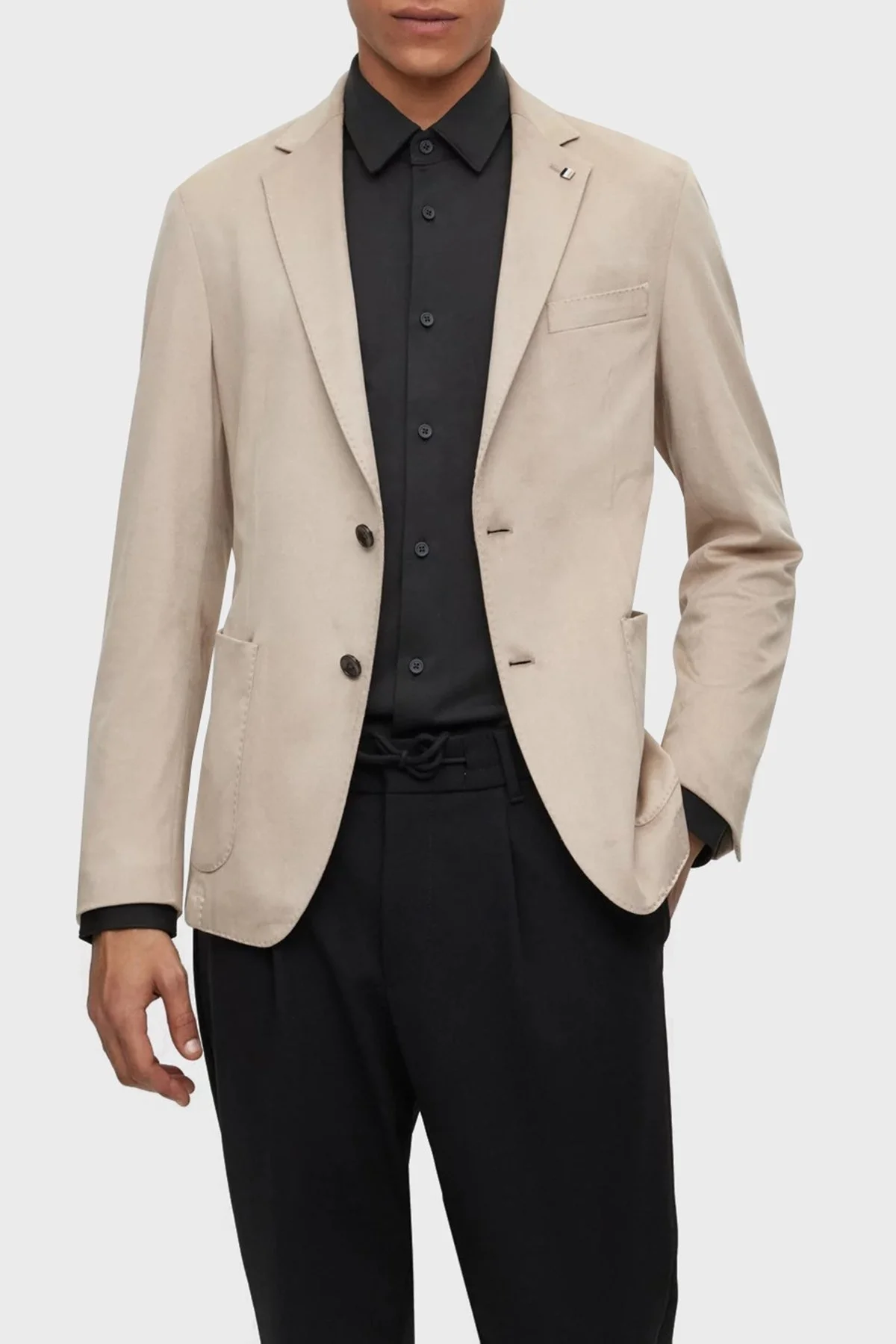 Boss Streç Kumaştan Slim Fit Astarsız Blazer Erkek Ceket 50489419 271 BEJ - 1