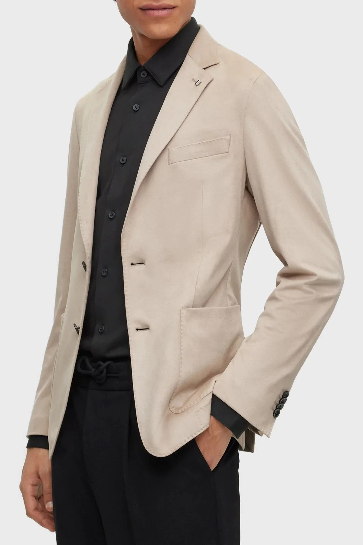 Boss Streç Kumaştan Slim Fit Astarsız Blazer Erkek Ceket 50489419 271 BEJ - 5