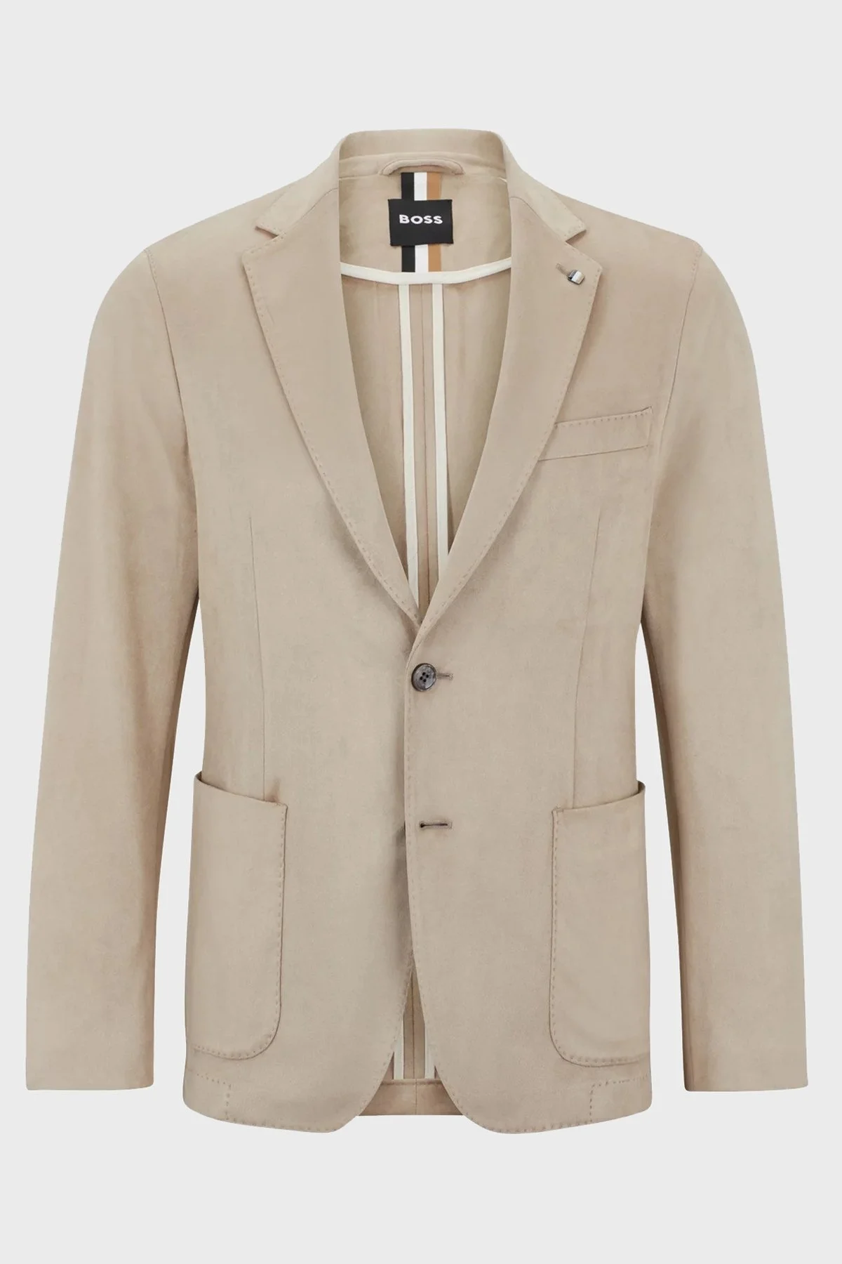 Boss Streç Kumaştan Slim Fit Astarsız Blazer Erkek Ceket 50489419 271 BEJ - 6