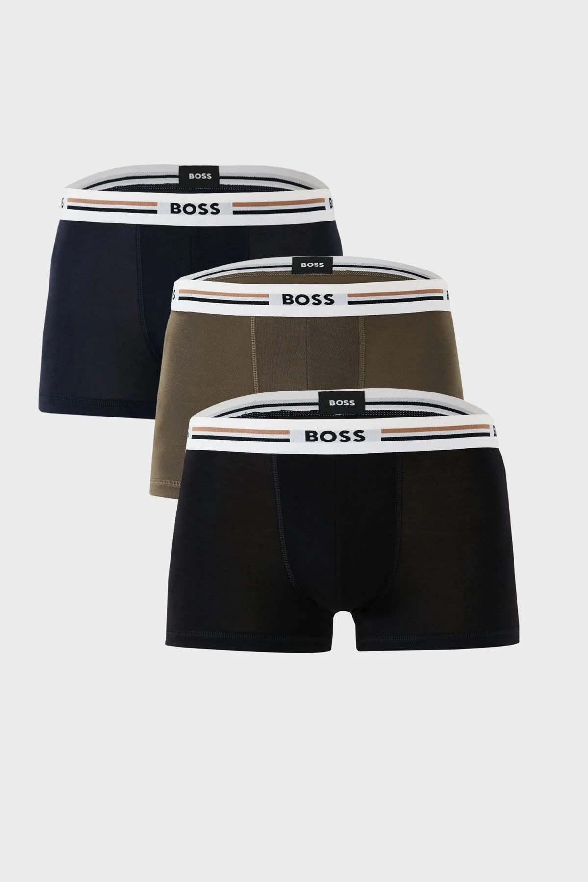 Boss Streç Logo Baskılı 3 Pack Erkek Boxer 50492200 964 Lacivert-Siyah-Haki - 8