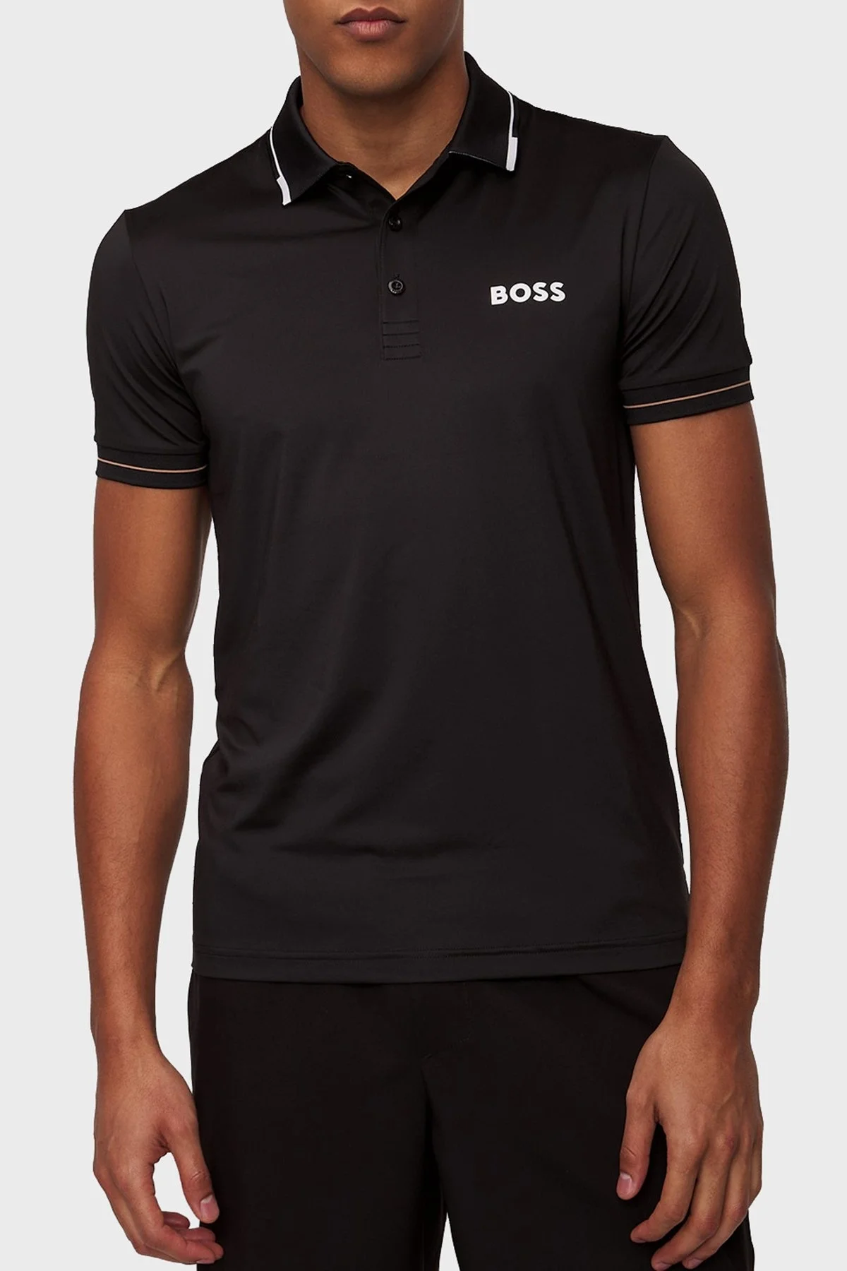 Boss Streç Logo Baskılı Regular Fit Düğmeli Erkek Polo Yaka T Shirt 50506203 001 SİYAH - 7