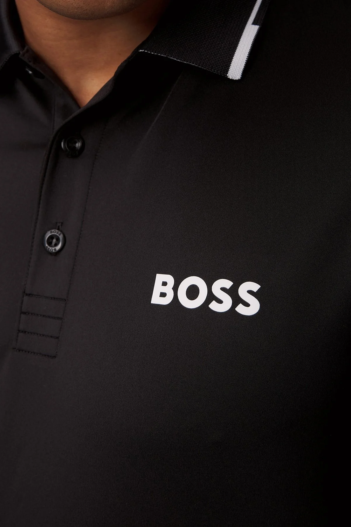 Boss Streç Logo Baskılı Regular Fit Düğmeli Erkek Polo Yaka T Shirt 50506203 001 SİYAH - 11