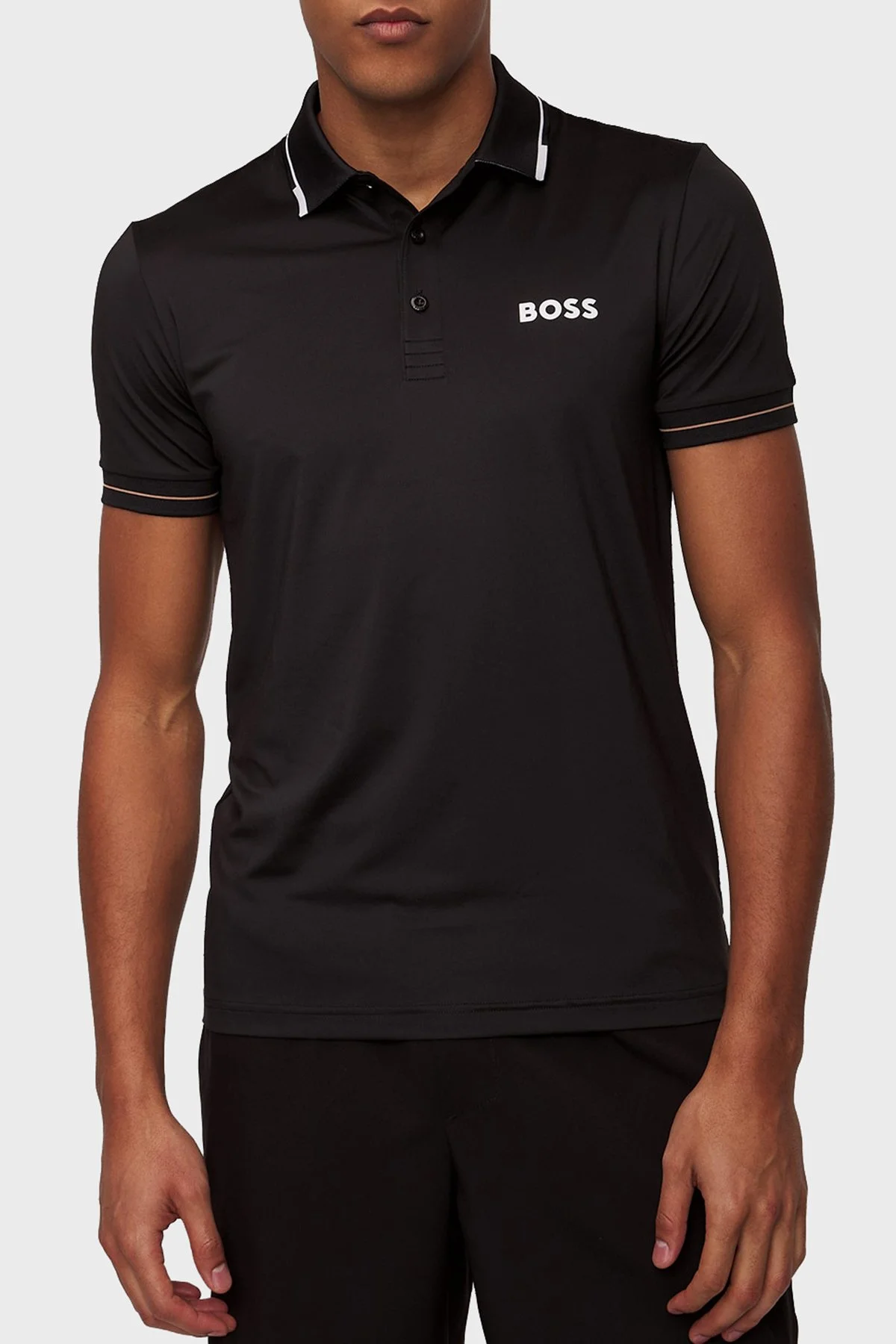 Boss Streç Logo Baskılı Regular Fit Düğmeli Erkek Polo Yaka T Shirt 50506203 001 SİYAH - 1