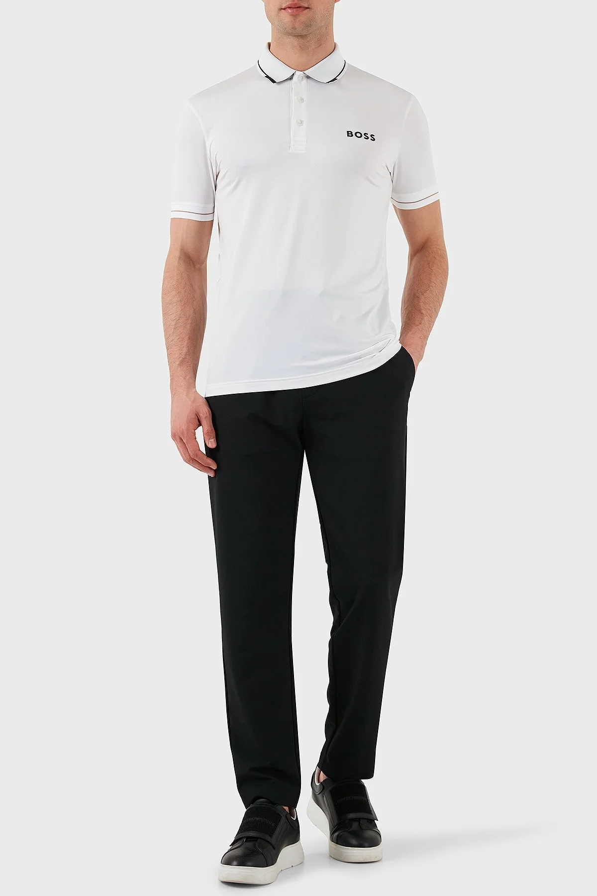 Boss Streç Logo Baskılı Regular Fit Düğmeli Erkek Polo Yaka T Shirt 50506203 100 BEYAZ - 2