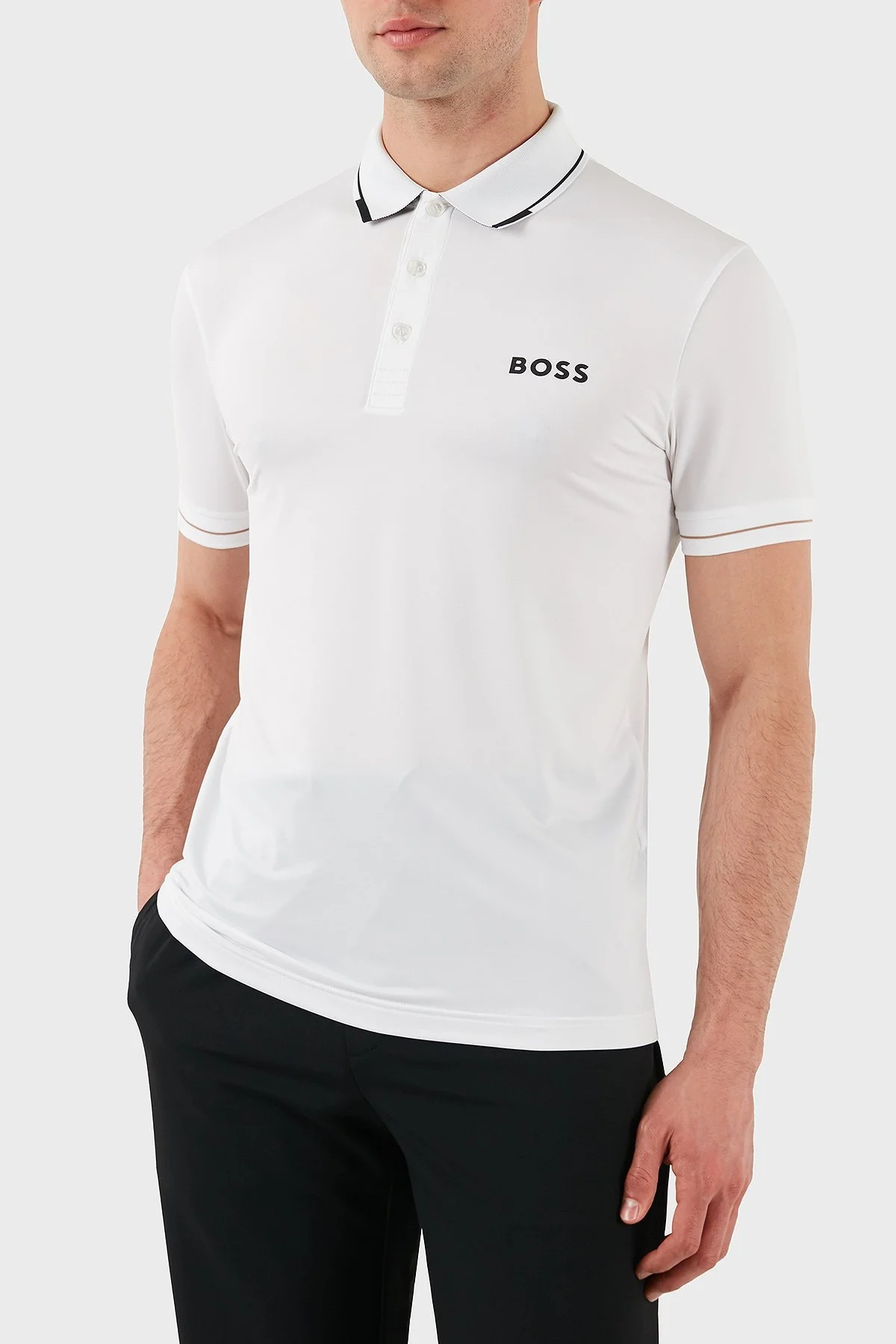 Boss Streç Logo Baskılı Regular Fit Düğmeli Erkek Polo Yaka T Shirt 50506203 100 BEYAZ - 4