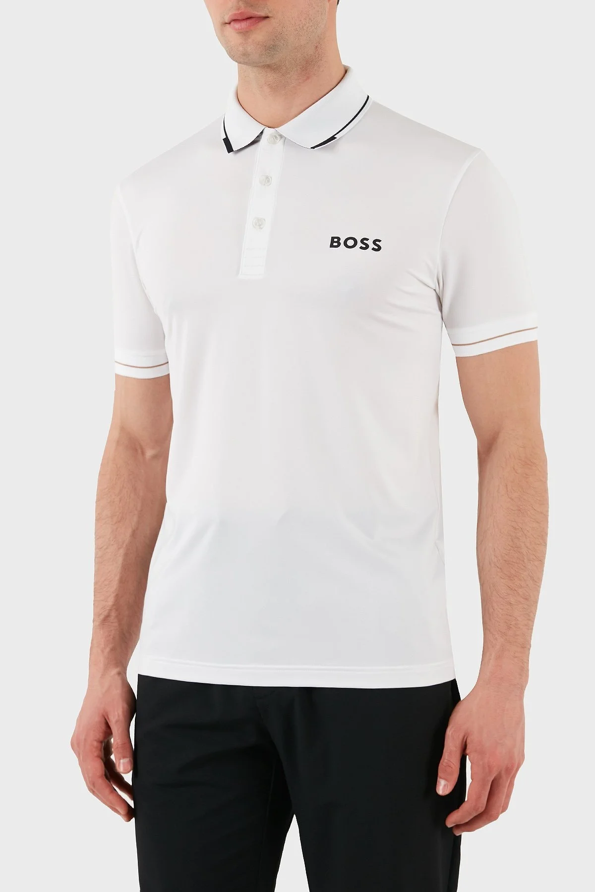 Boss Streç Logo Baskılı Regular Fit Düğmeli Erkek Polo Yaka T Shirt 50506203 100 BEYAZ - 5