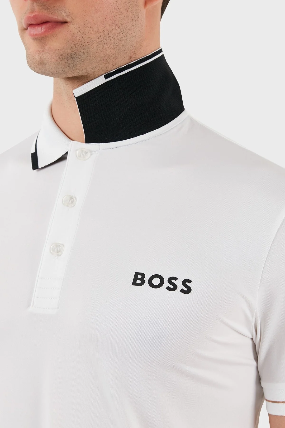 Boss Streç Logo Baskılı Regular Fit Düğmeli Erkek Polo Yaka T Shirt 50506203 100 BEYAZ - 6