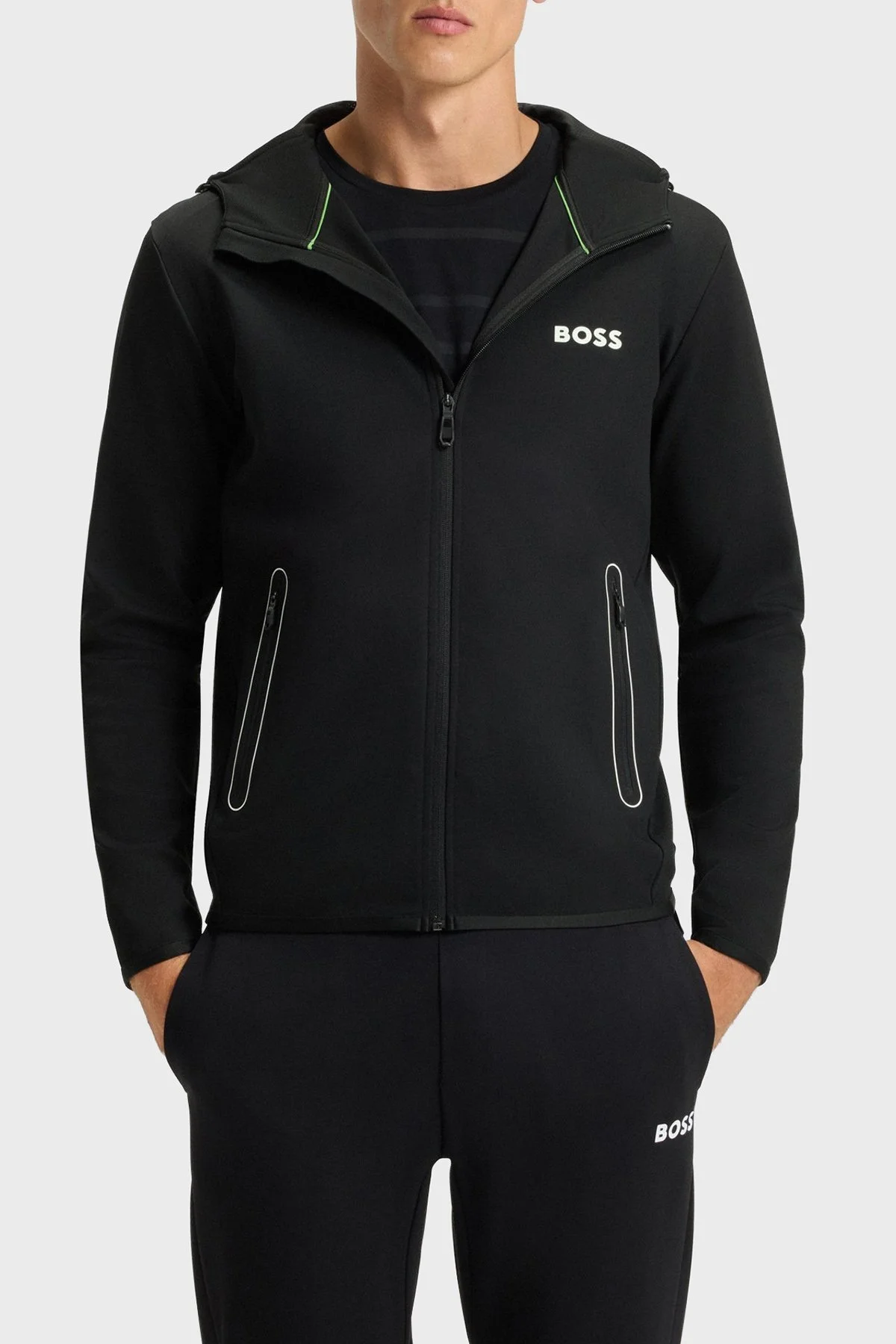 Boss Streç Logolu Regular Fit Kapüşonlu Erkek Sweat 50542948 001 SİYAH - 1