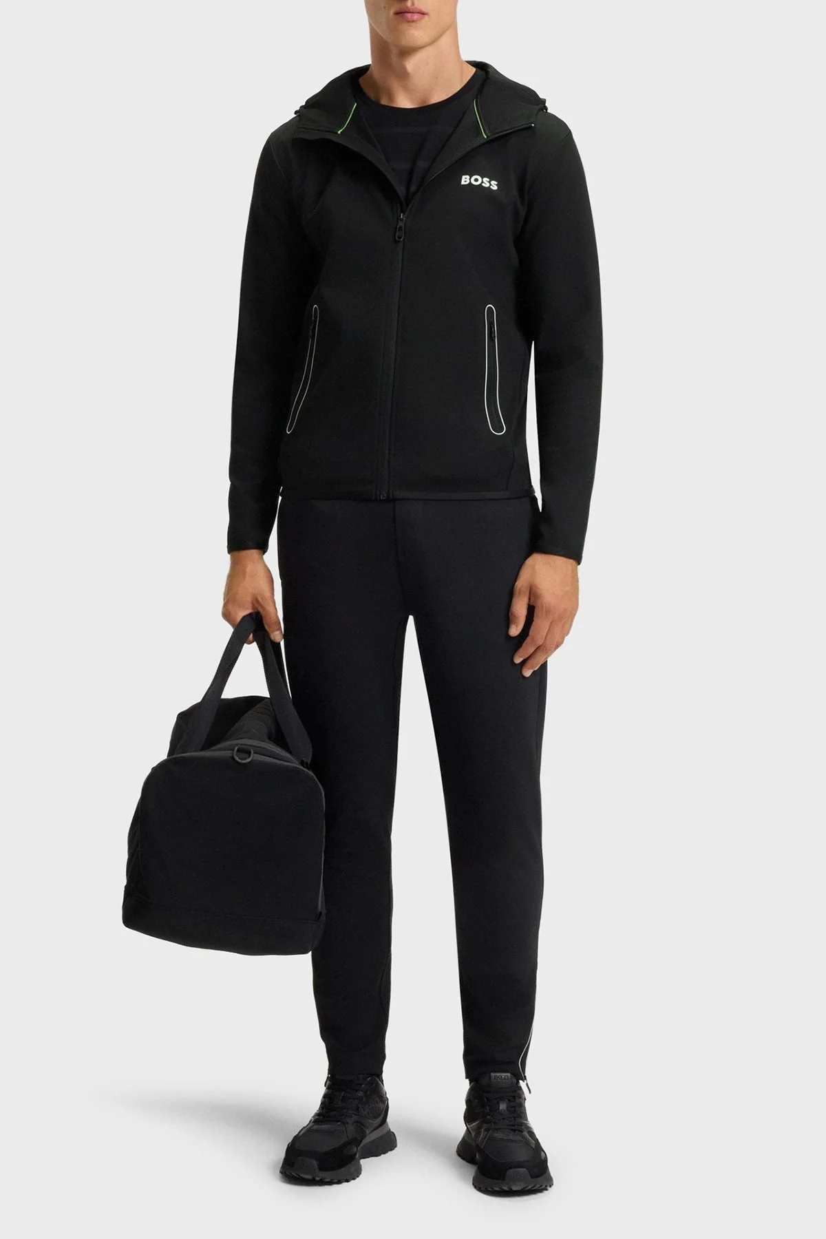 Boss Streç Logolu Regular Fit Kapüşonlu Erkek Sweat 50542948 001 SİYAH - 2