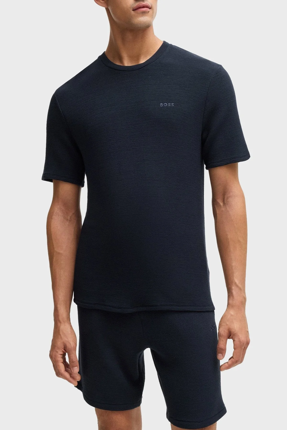 Boss Streç Modal Regular Fit Bisiklet Yaka Erkek T Shirt 50527377 403 LACİVERT - 1