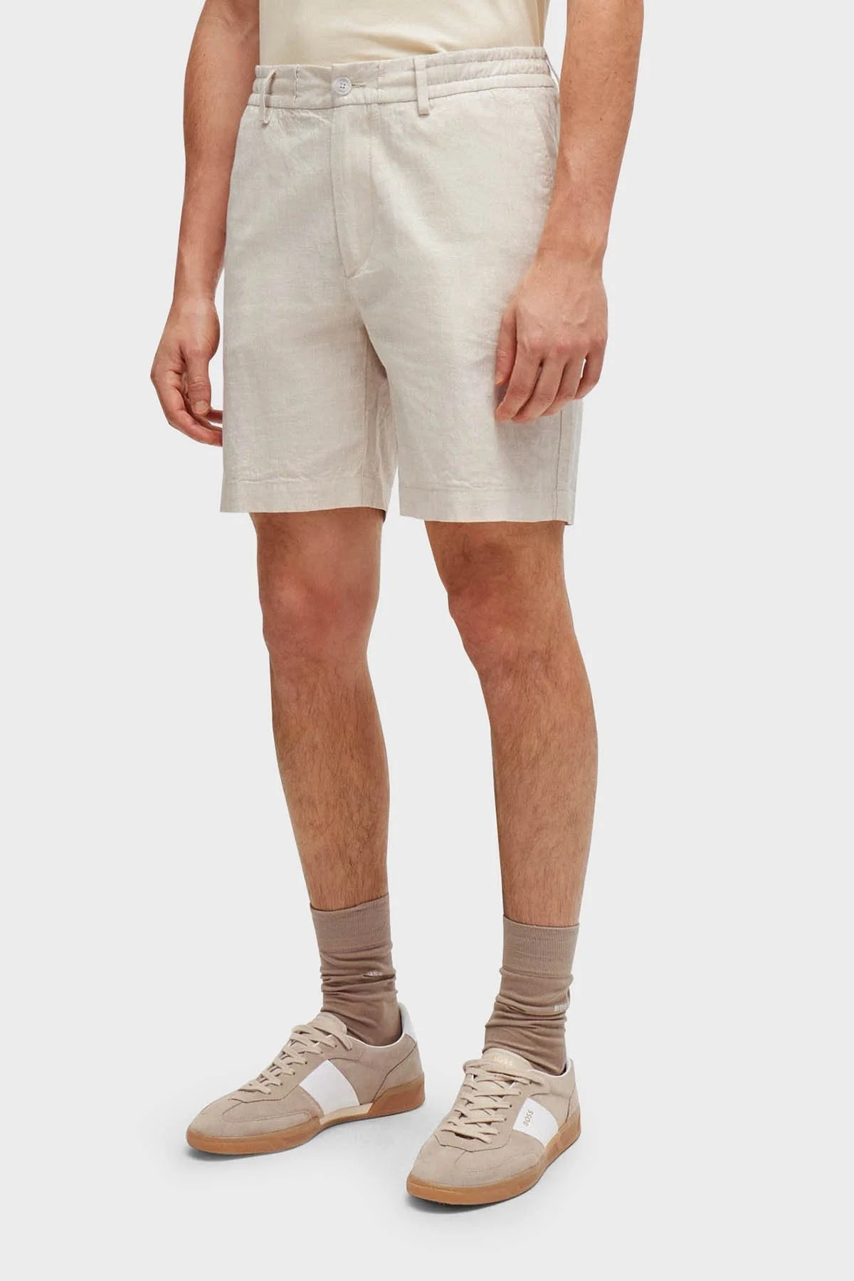 Boss Streç Pamuk Keten Karışımlı Regular Fit Erkek Short 50512555 276 BEJ - 1