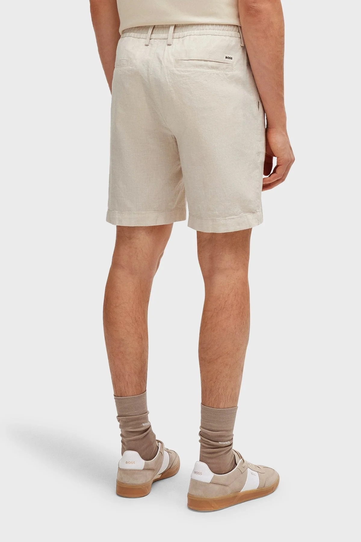 Boss Streç Pamuk Keten Karışımlı Regular Fit Erkek Short 50512555 276 BEJ - 3