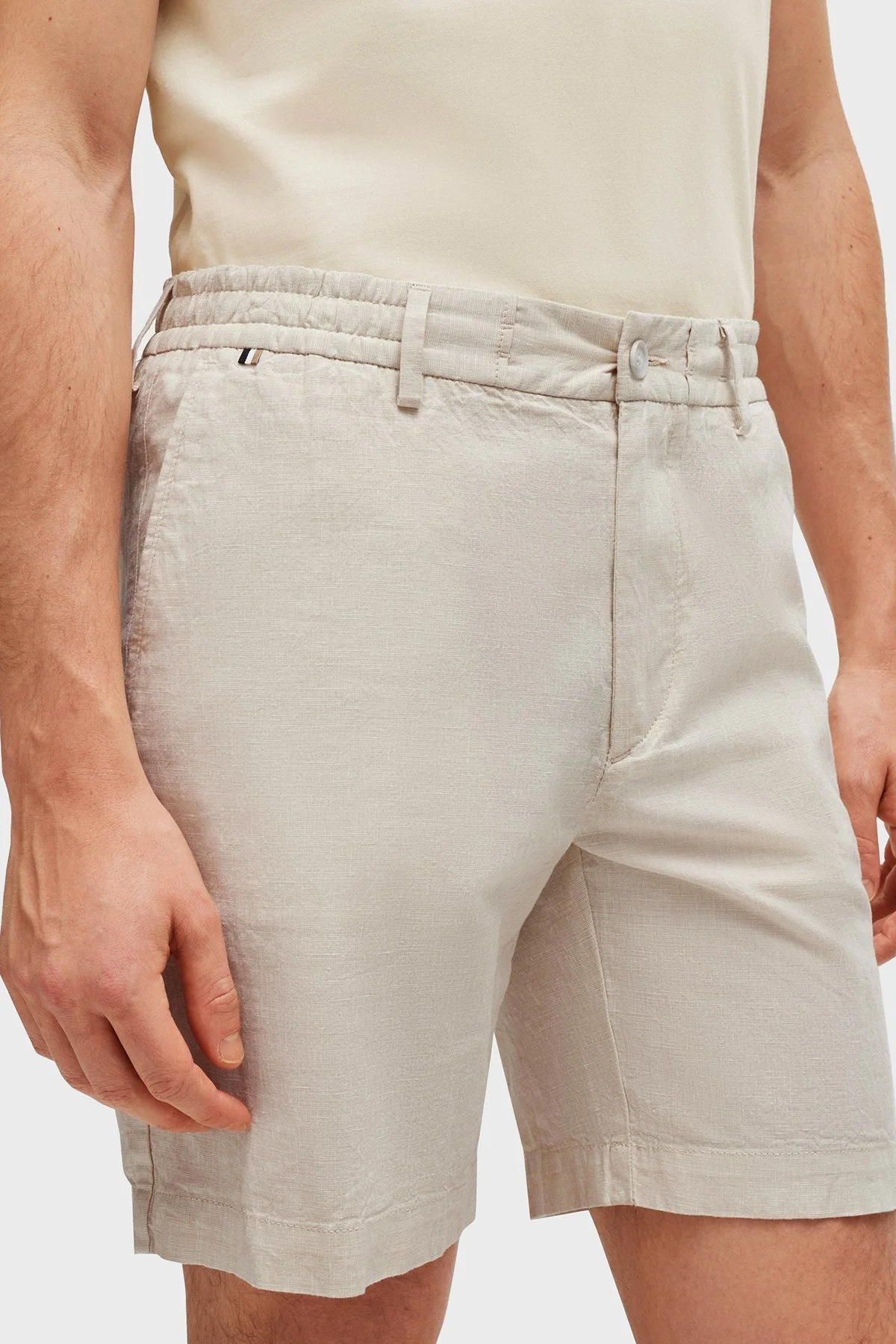 Boss Streç Pamuk Keten Karışımlı Regular Fit Erkek Short 50512555 276 BEJ - 4