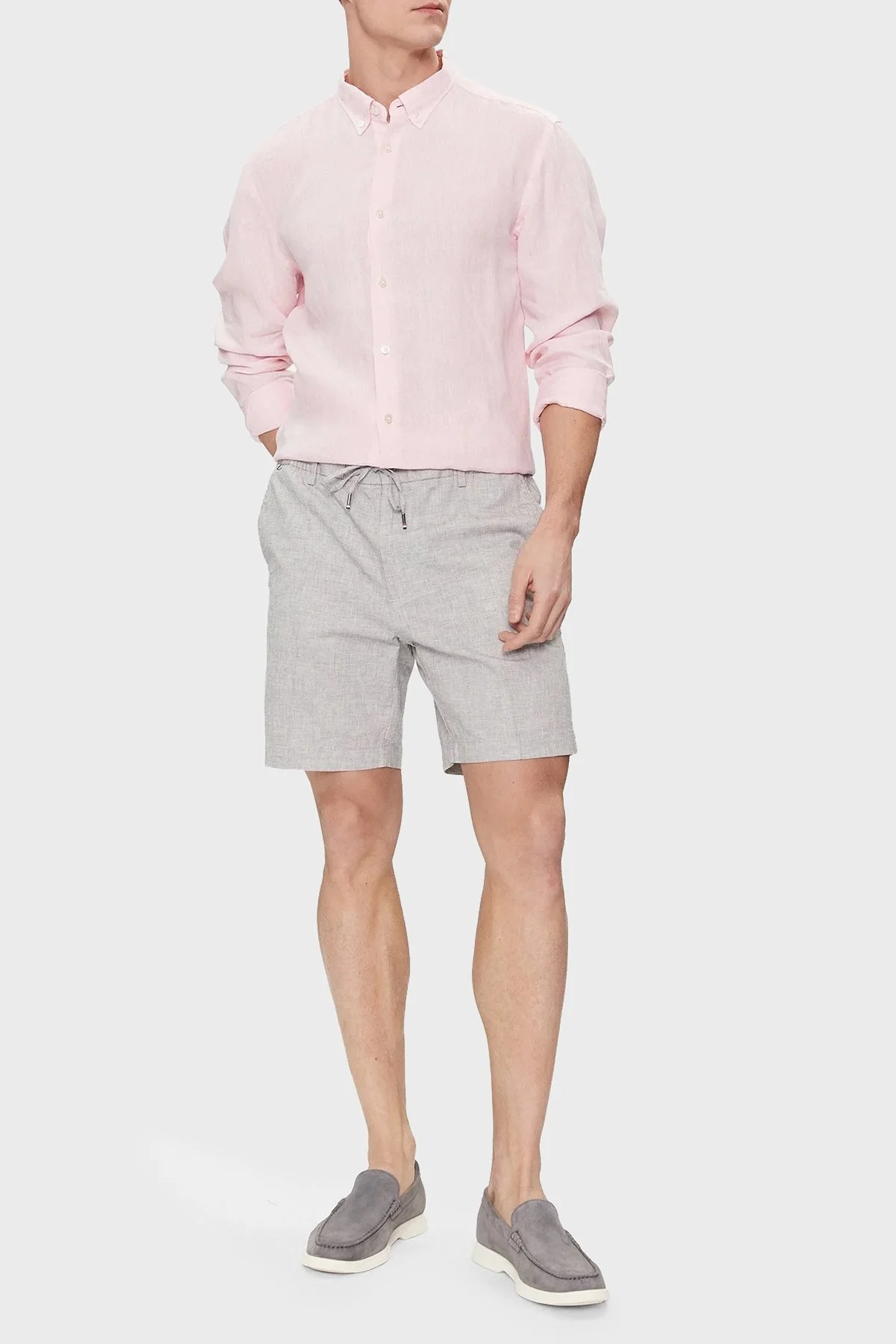 Boss Streç Pamuk Keten Karışımlı Regular Fit Erkek Short 50512555 404 LACİVERT - 2