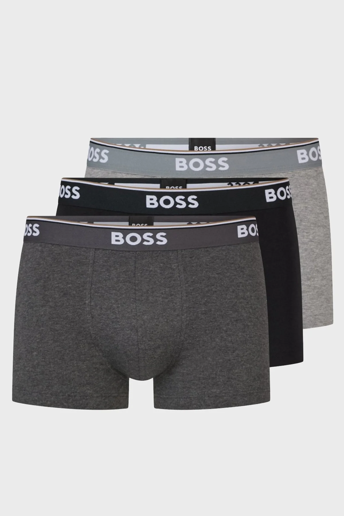 Boss Streç Pamuklu 3 Pack Erkek Boxer 50475274 061 GRİ-SİYAH - 1